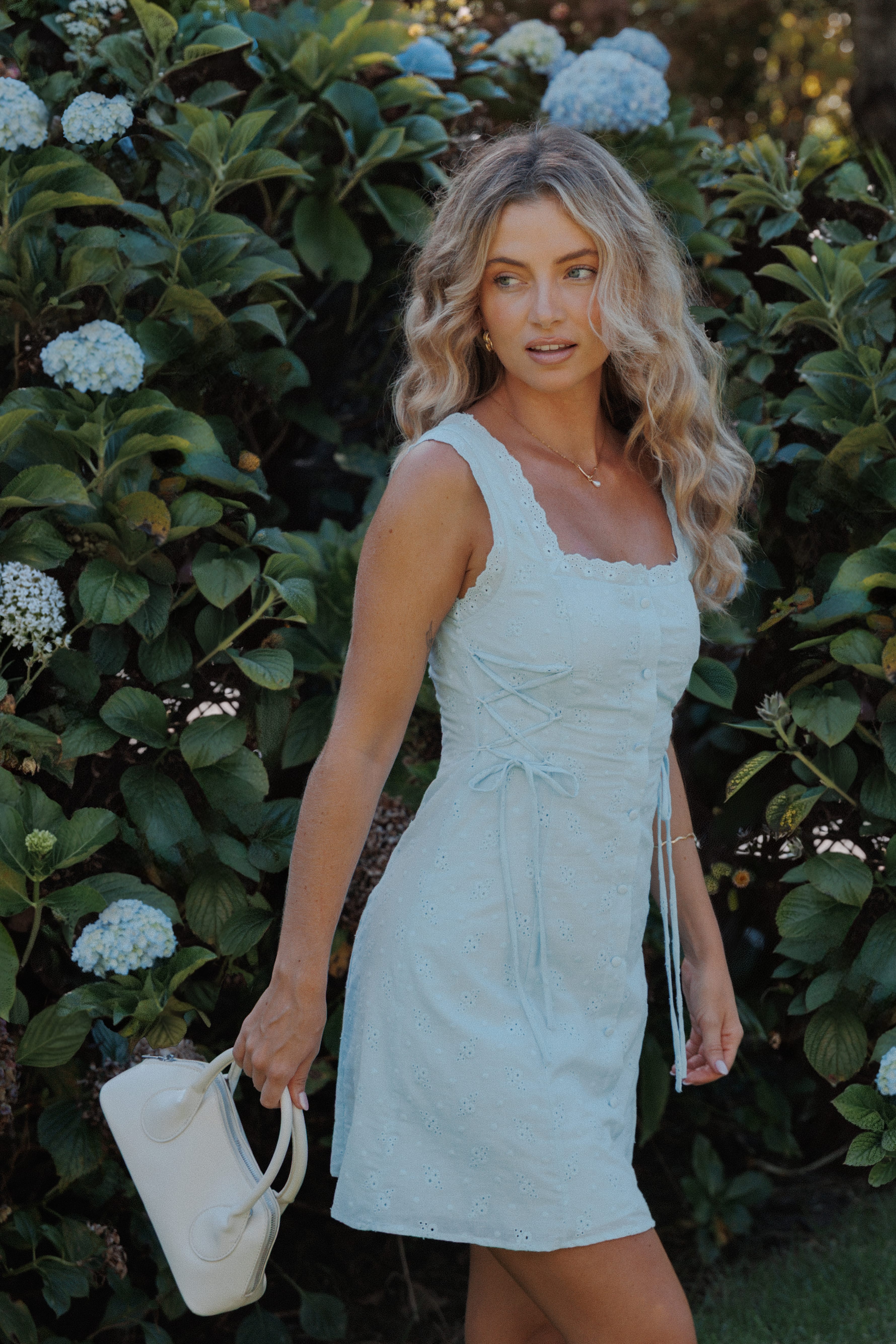 DRESSES Davida Mini Dress - Pale Blue Broderie