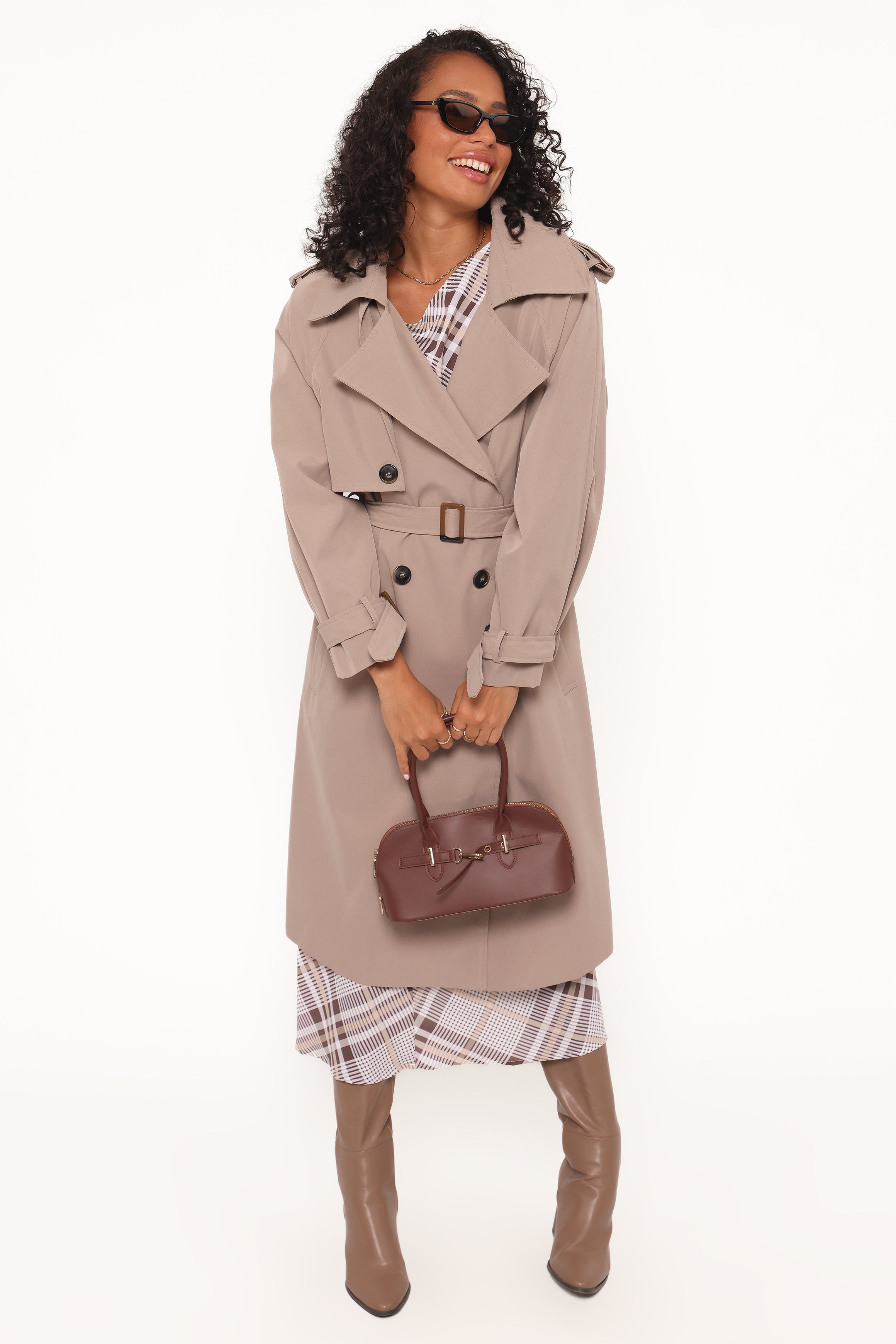 DRESSES Dawn Off Shoulder Midi Dress - Plaid