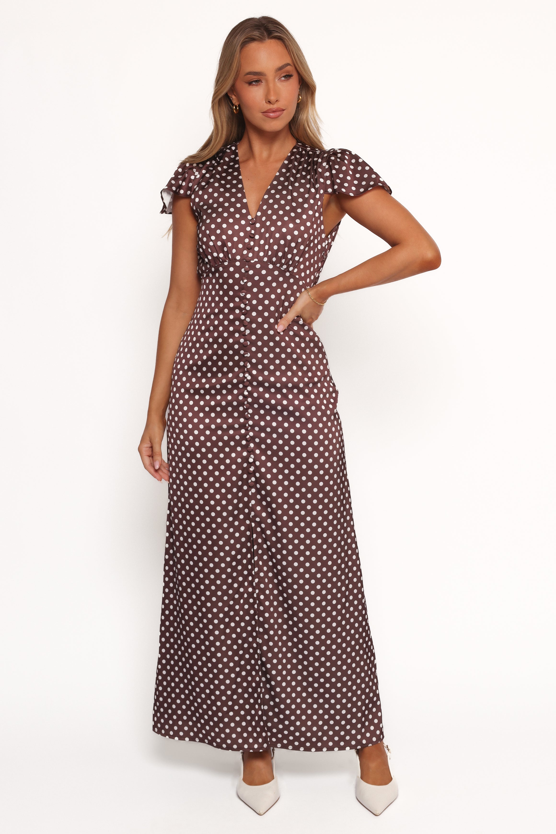 DRESSES Dean Maxi Dress - Brown Polka Dot