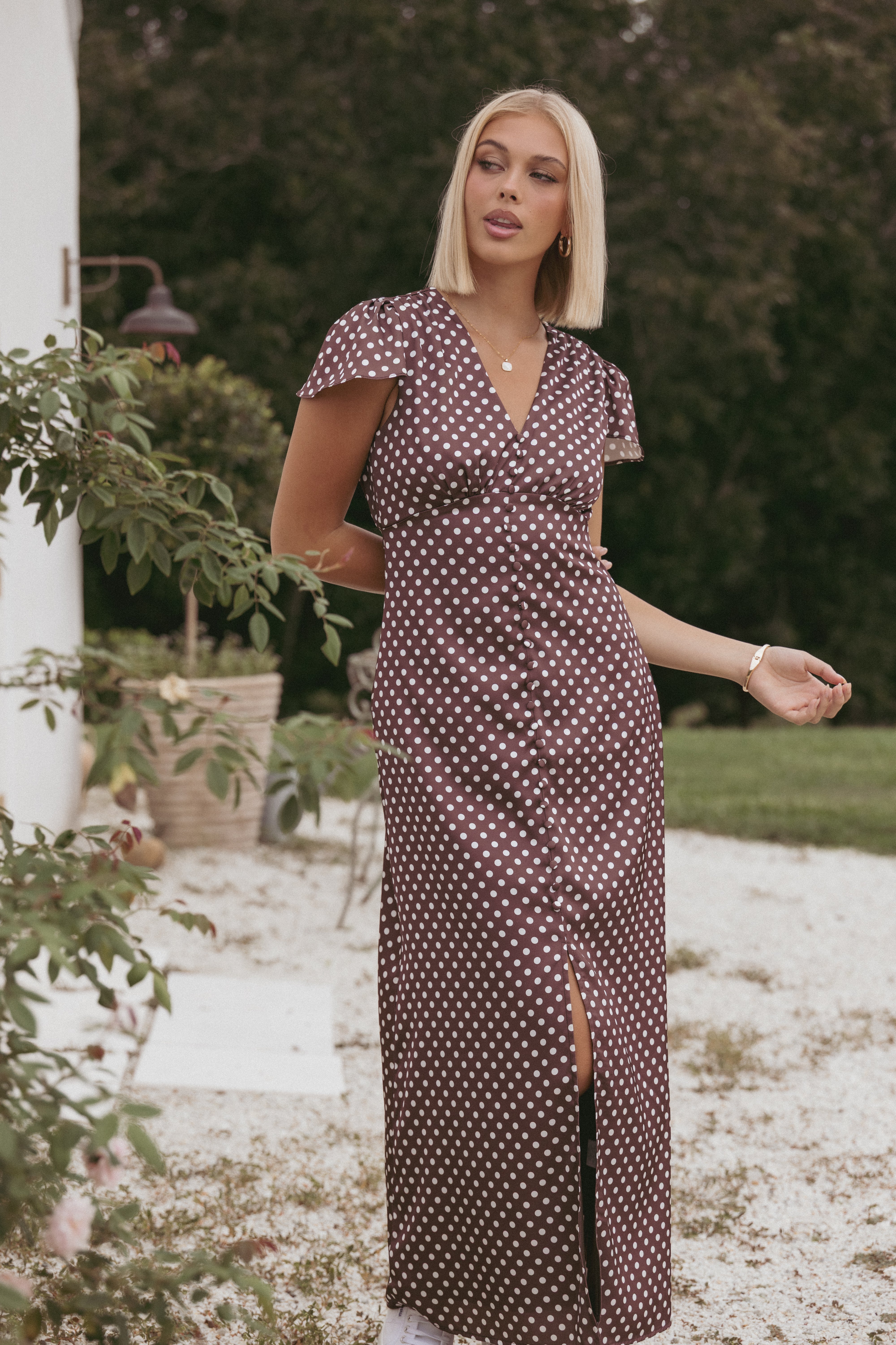 DRESSES Dean Maxi Dress - Brown Polka Dot