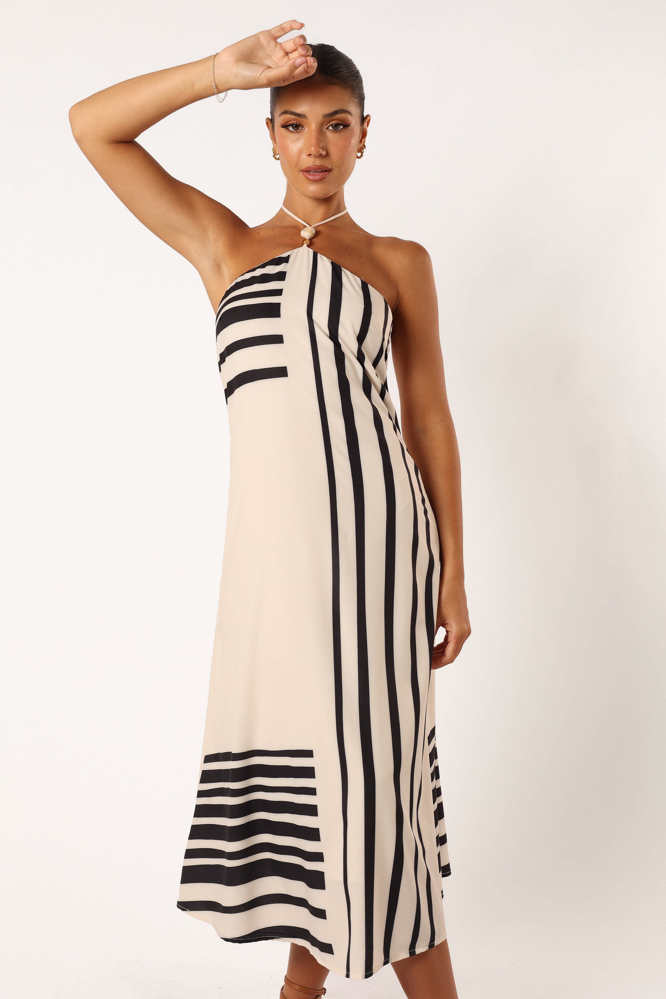 DRESSES @Deana Halterneck Midi Dress - Cream Black
