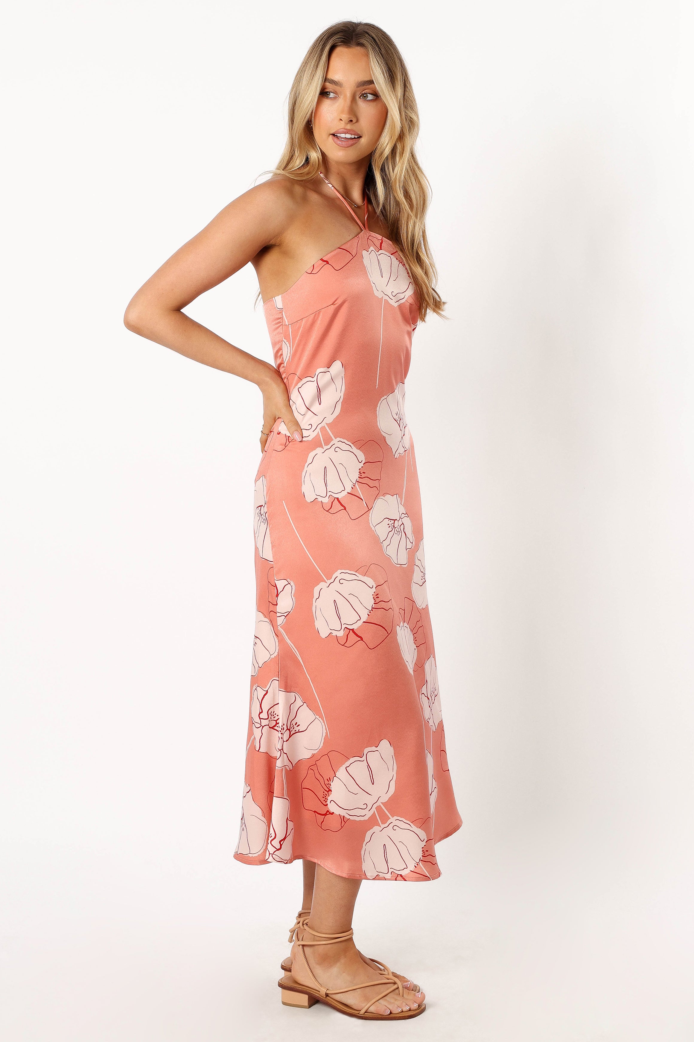 DRESSES @Deana Halterneck Midi Dress - Rose Floral