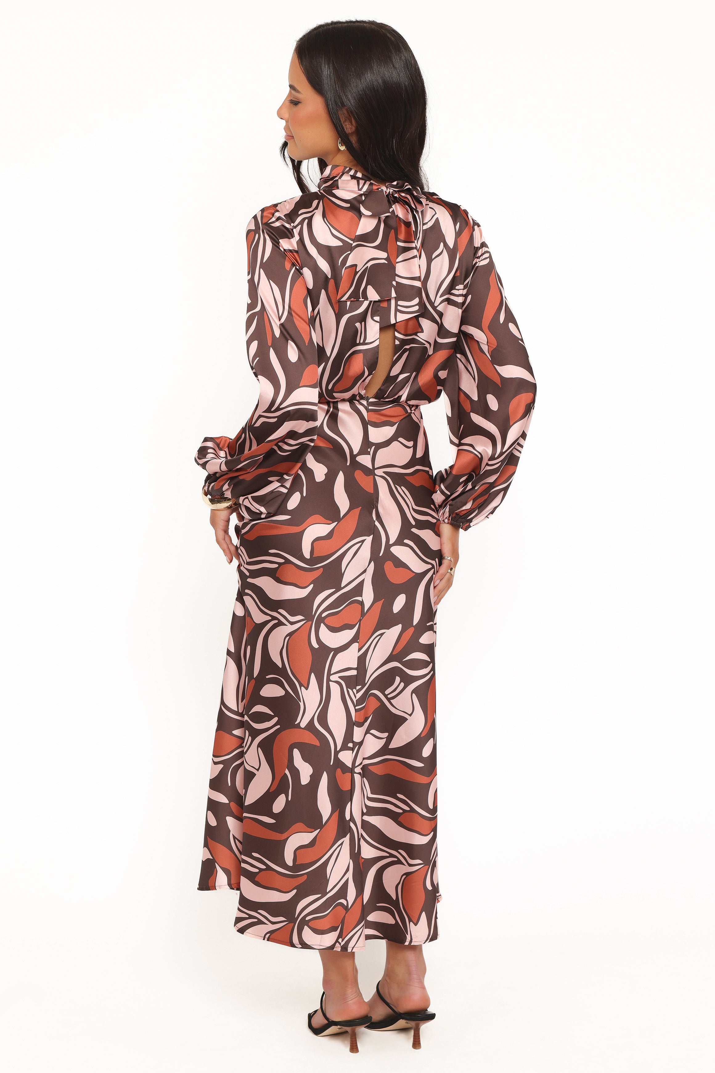 DRESSES Demire Long Sleeve Midi Dress - Brown Multi