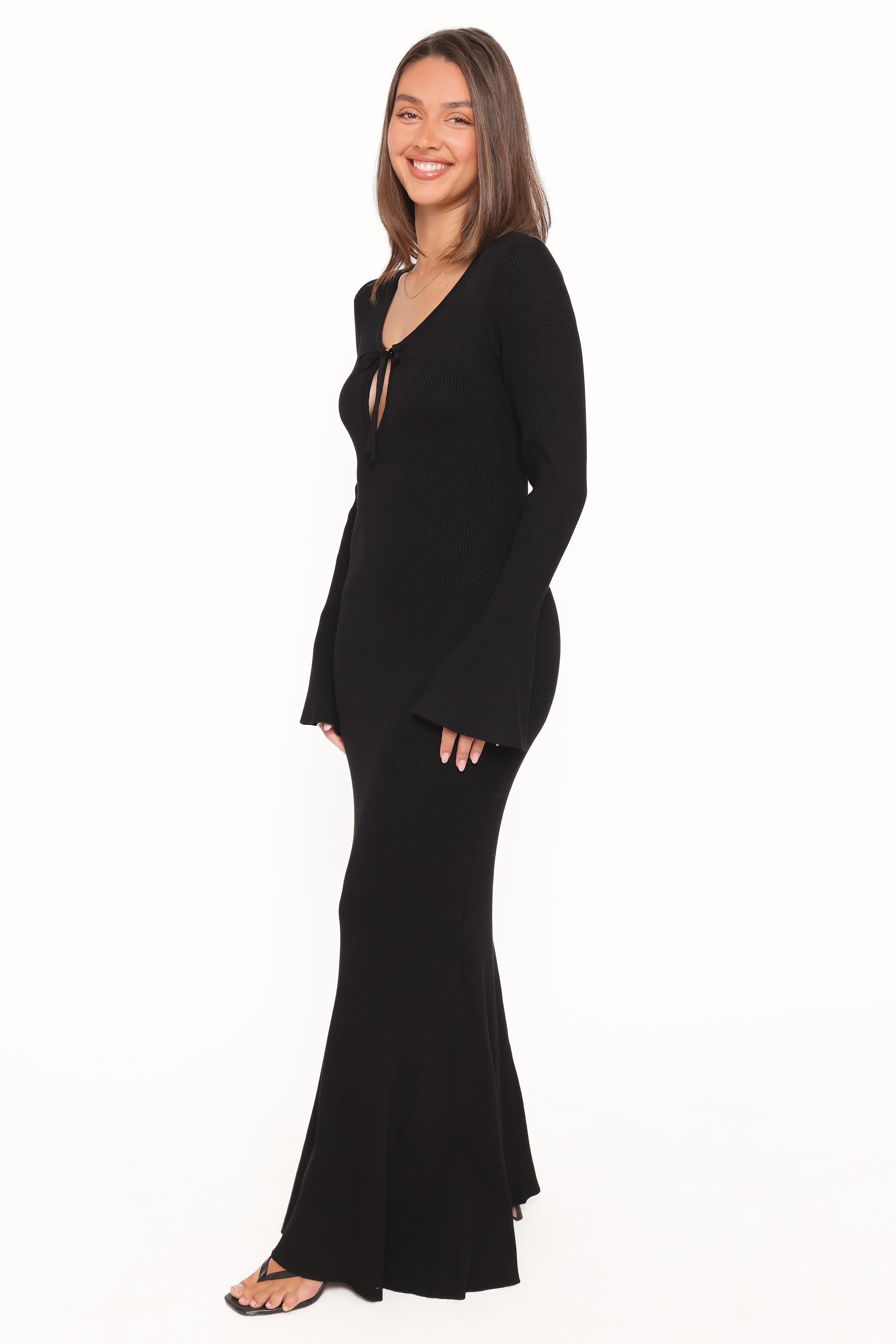 DRESSES Desley Knit Long Sleeve Maxi Dress - Black