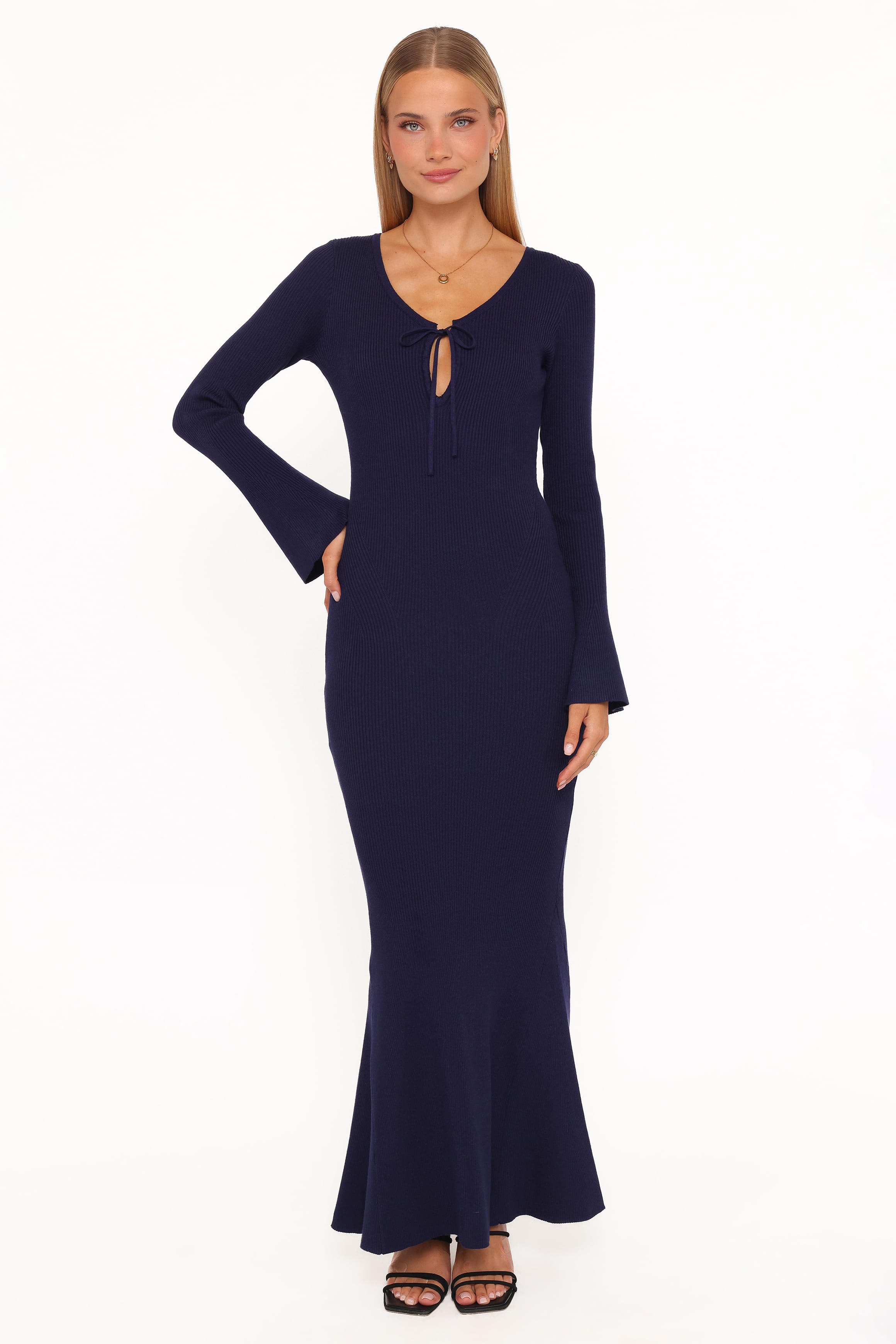 DRESSES Desley Knit Long Sleeve Maxi Dress - Navy