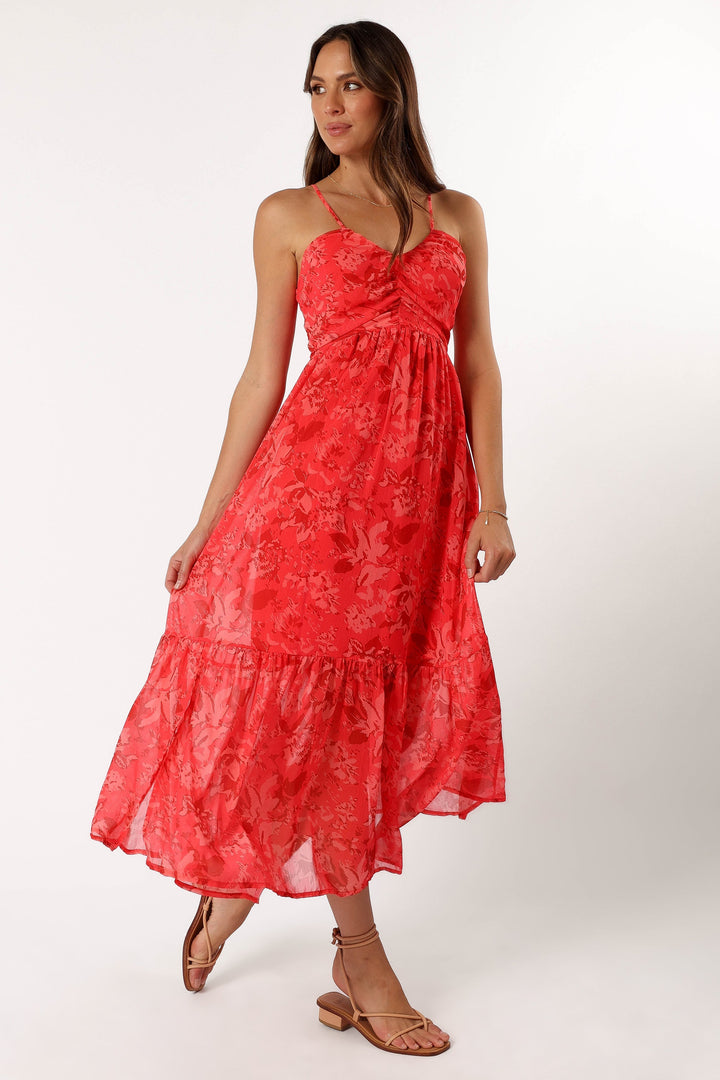 Destiny Midi Dress - Red - Image 2