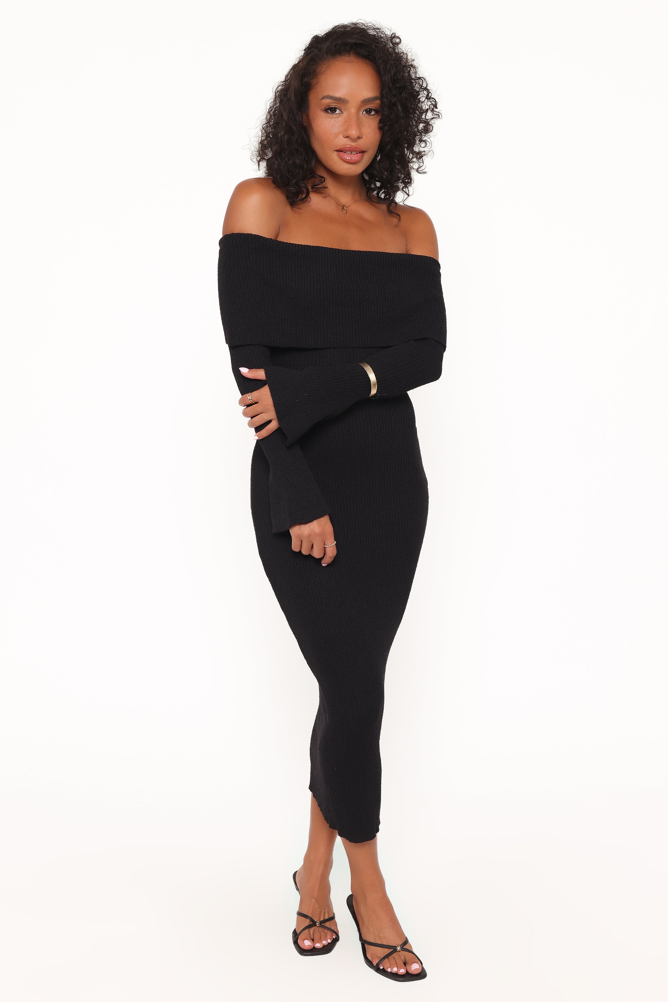 DRESSES Domitia Off Shoulder Knit Dress - Black