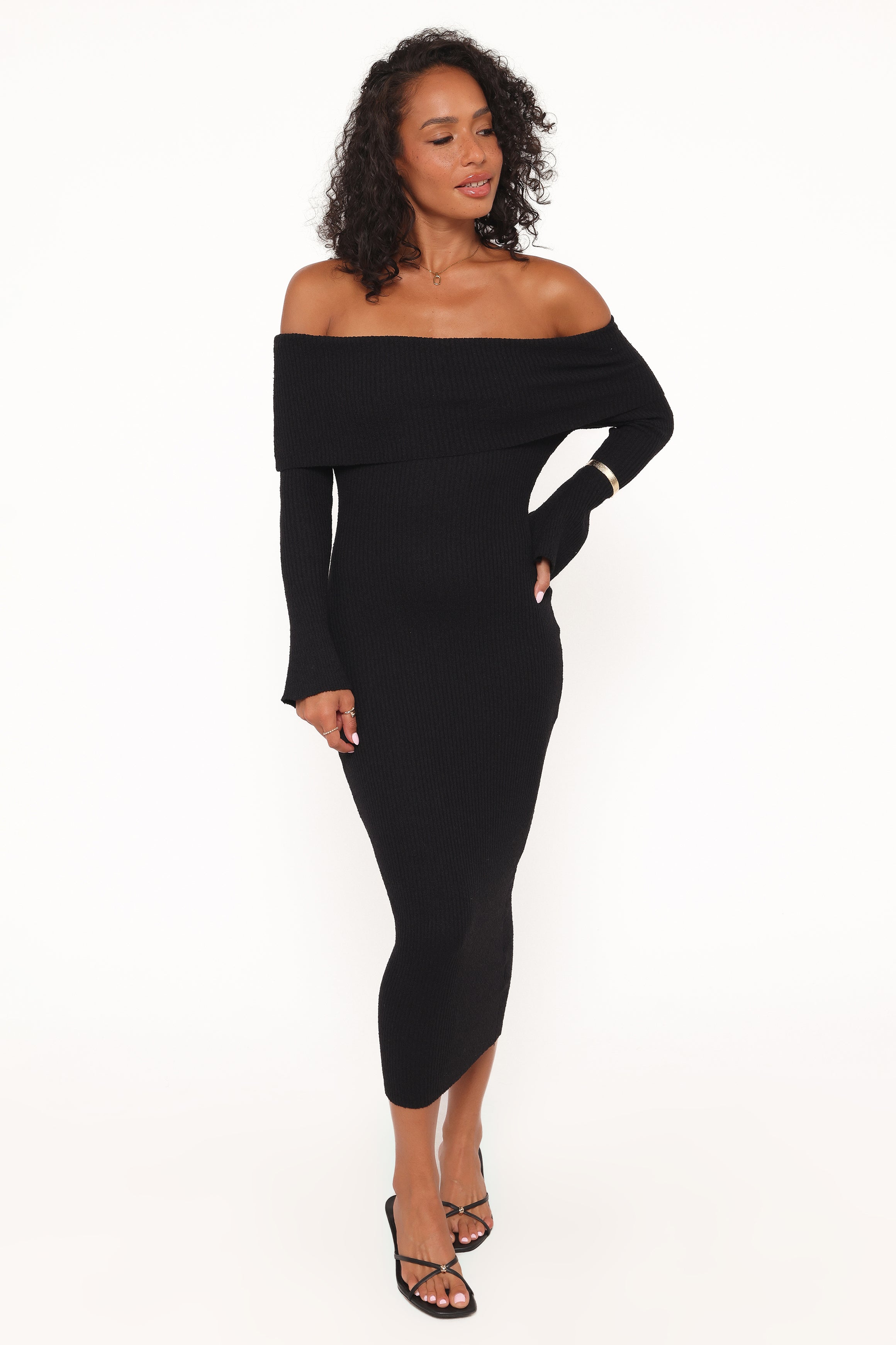 DRESSES Domitia Off Shoulder Knit Dress - Black
