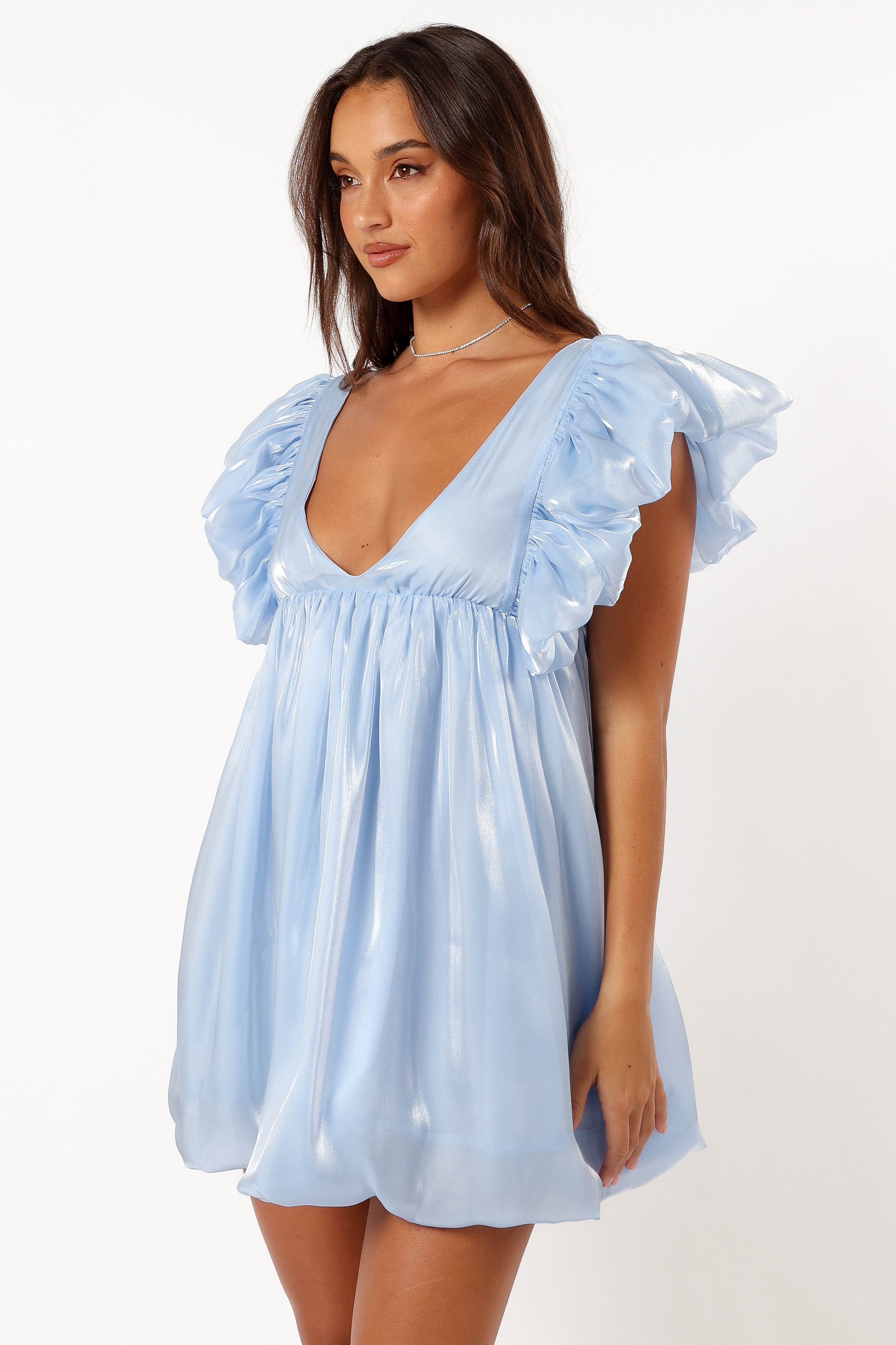 DRESSES @Dulip Frill Sleeve Mini Dress - Blue