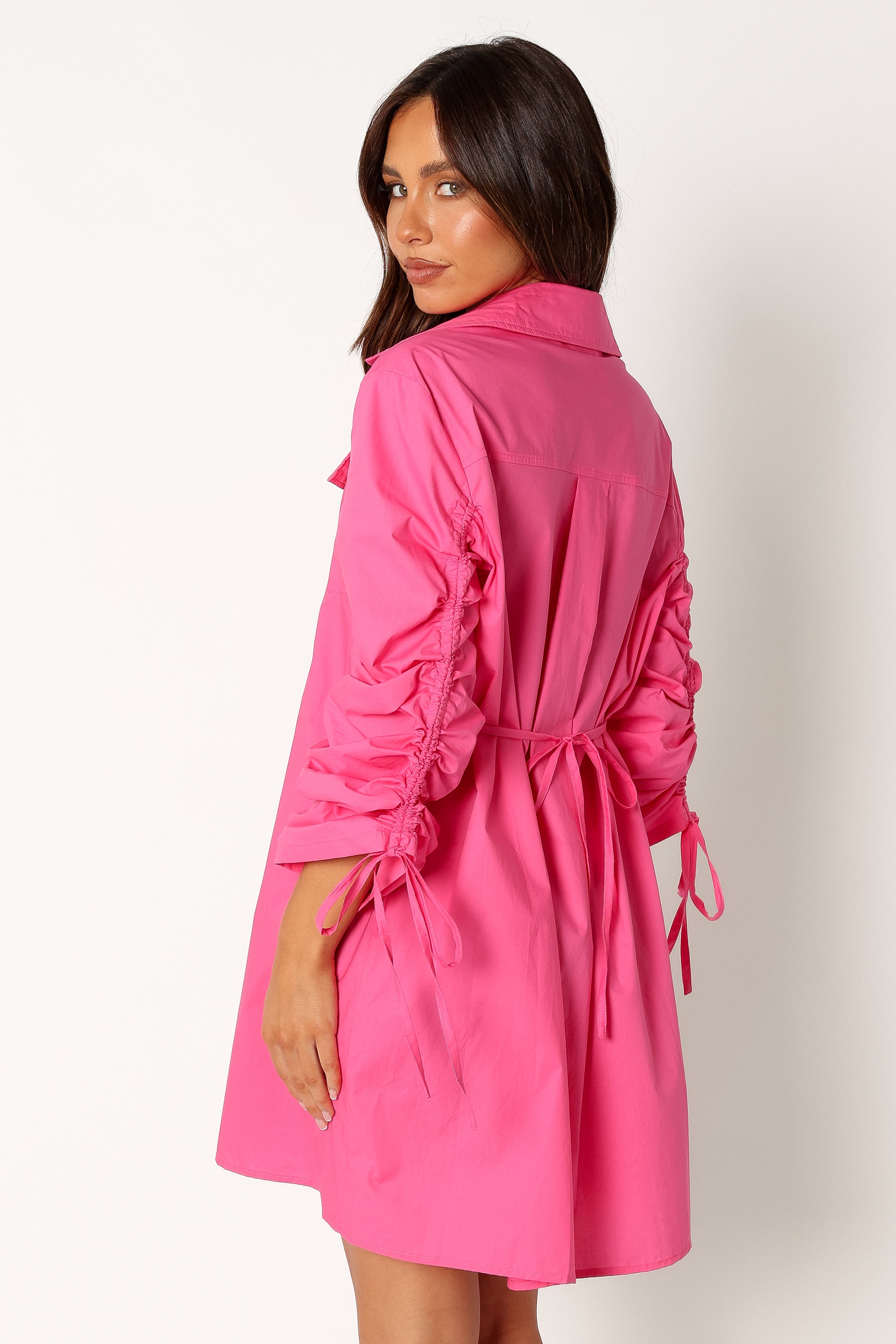 DRESSES @Dune Longsleeve Mini Shirt Dress - Pink