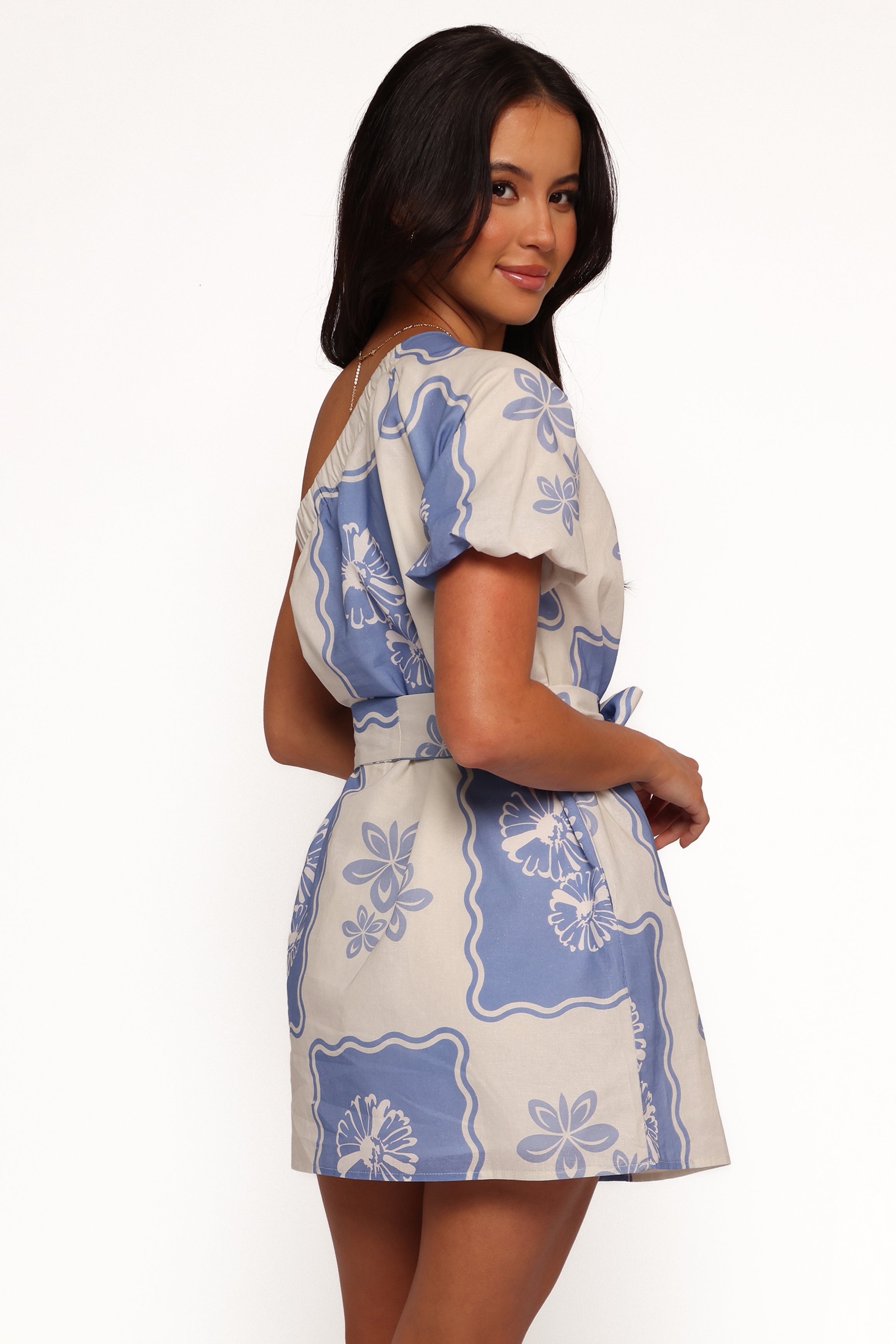 DRESSES Dylan One Shoulder Mini Dress - Blue Dahlia