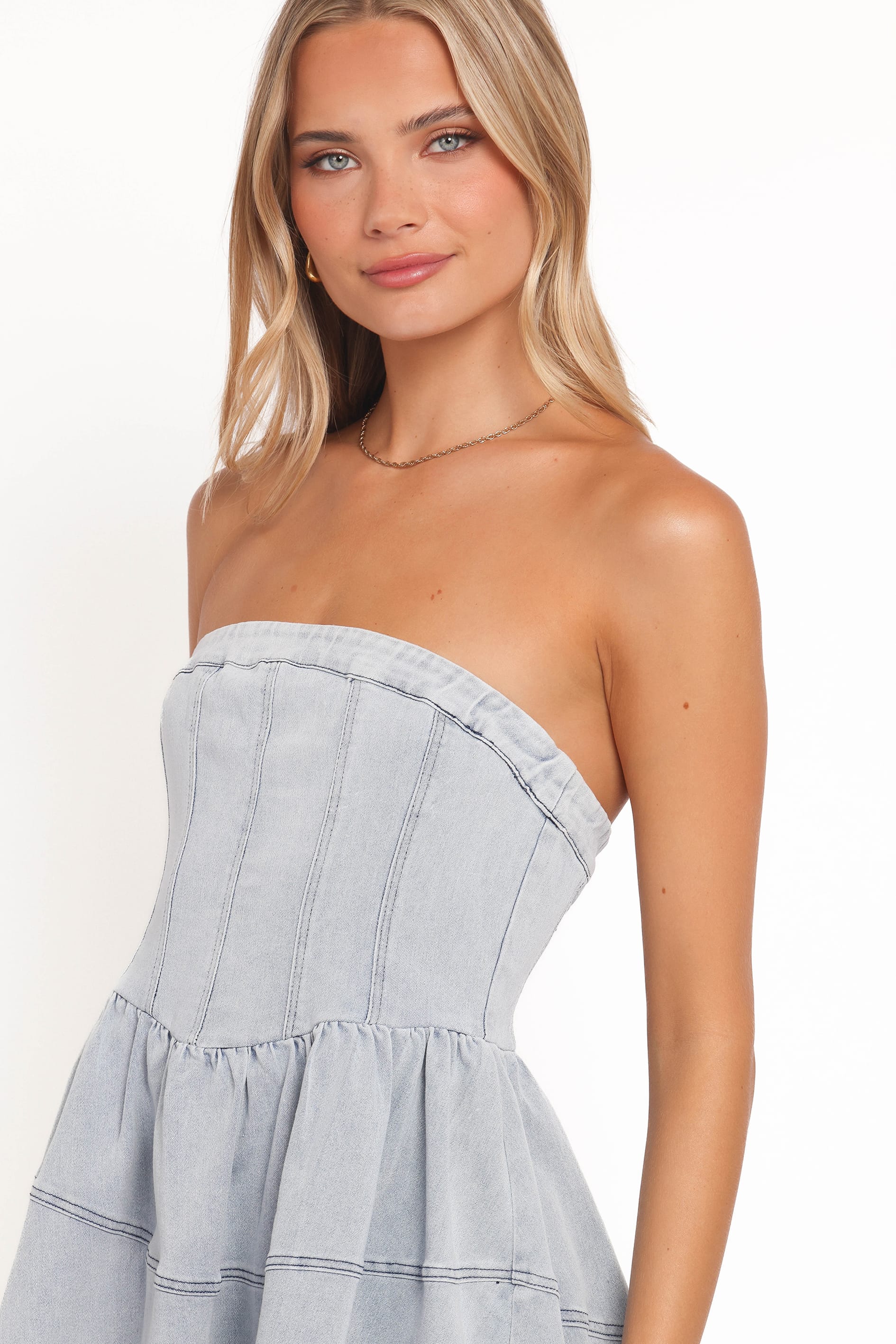 DRESSES Ellen Strapless Mini Dress - Light Denim