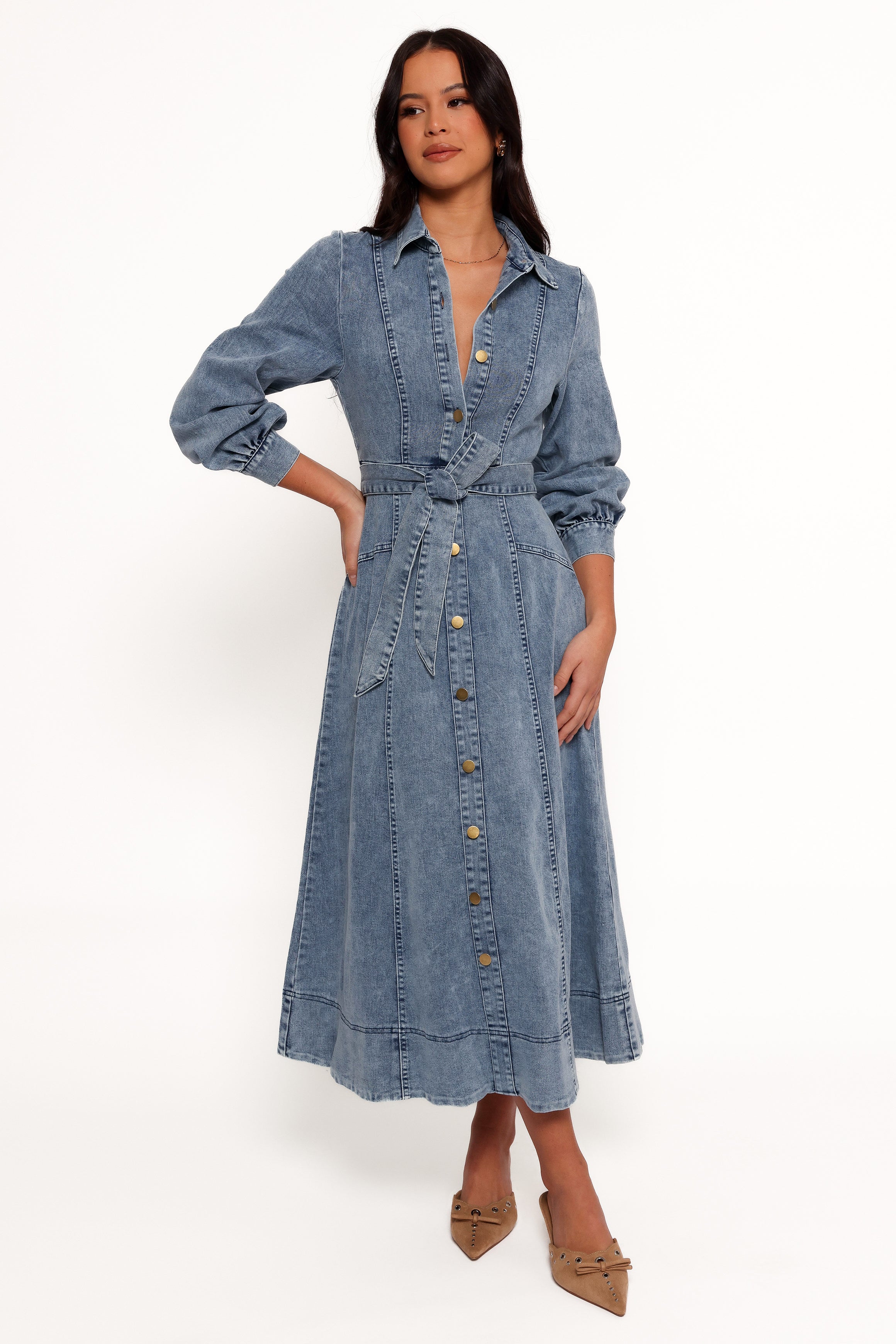 DRESSES Emberly Long Sleeve Maxi Dress - Denim