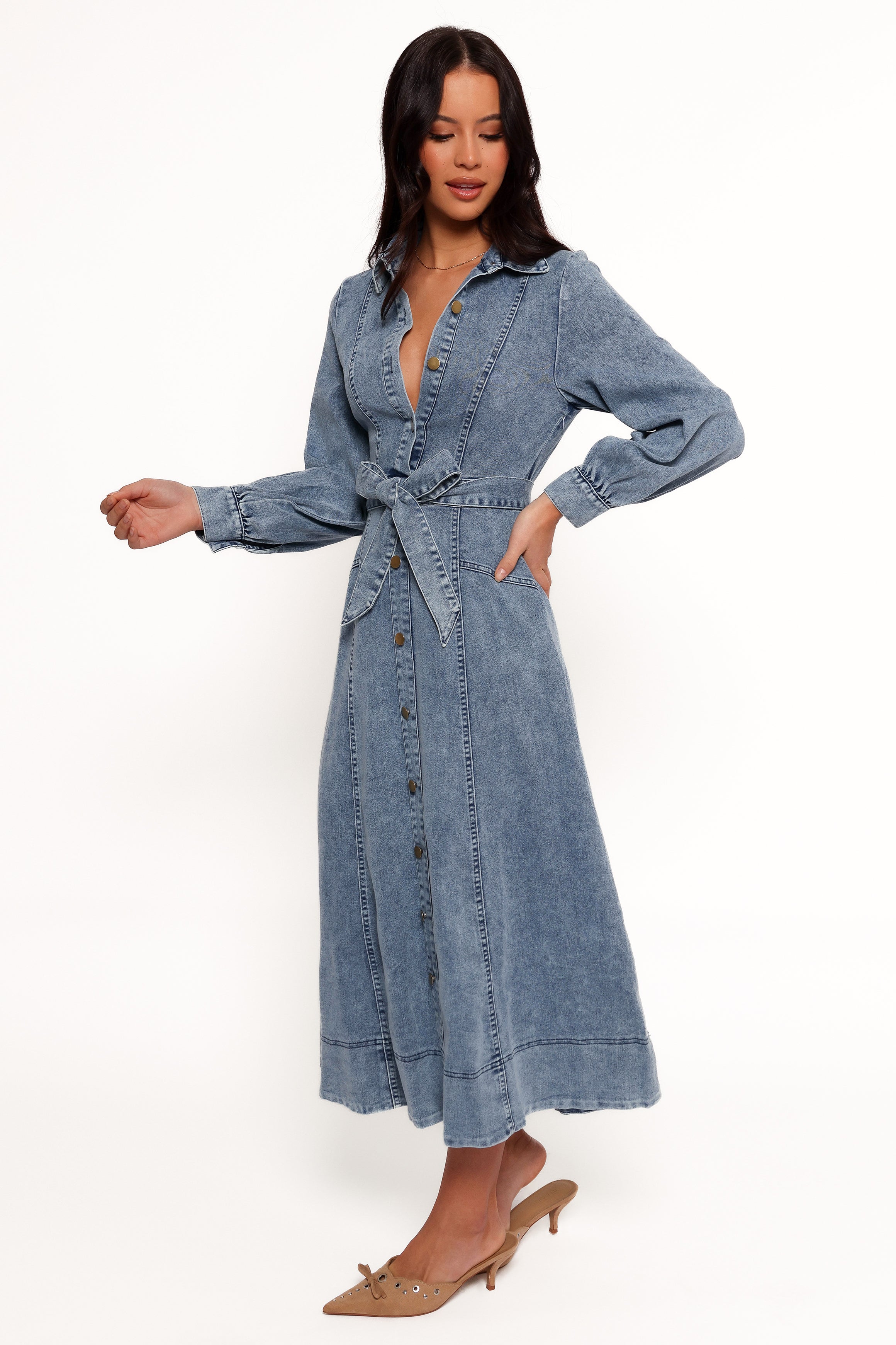 DRESSES Emberly Long Sleeve Maxi Dress - Denim
