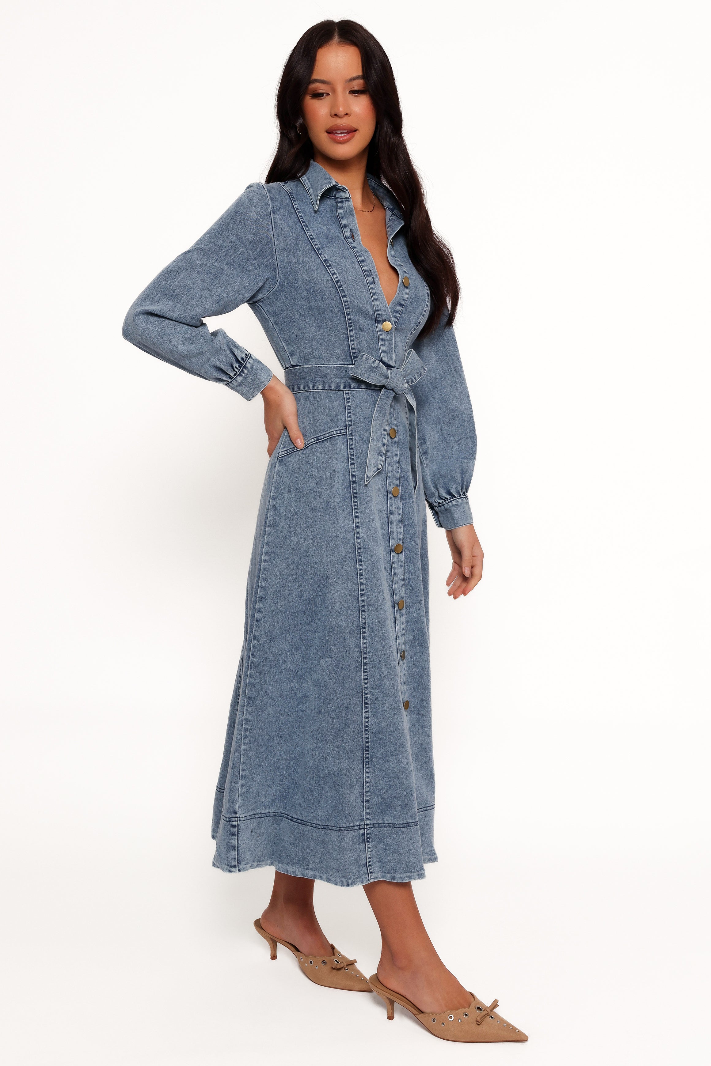 DRESSES Emberly Long Sleeve Maxi Dress - Denim