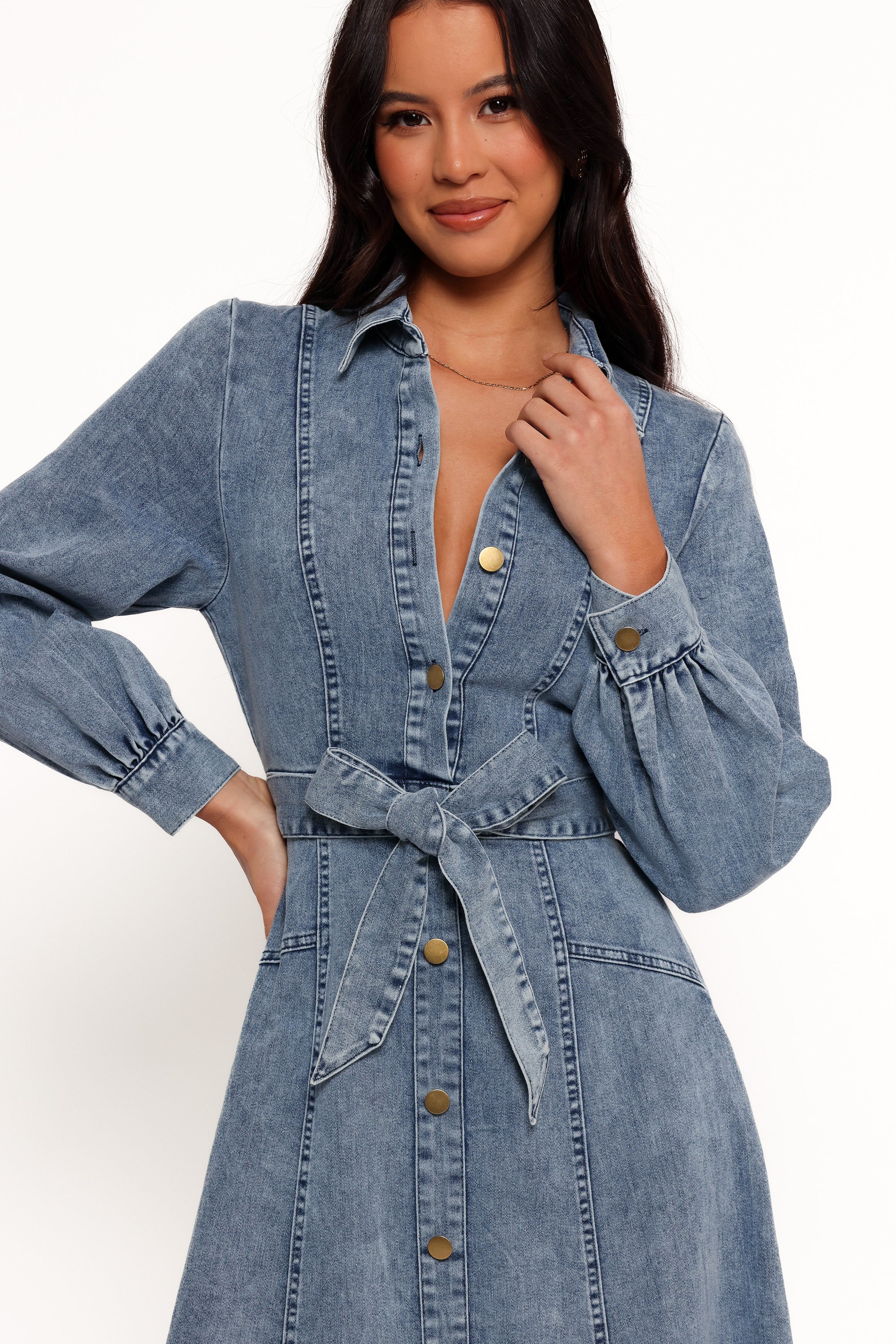 DRESSES Emberly Long Sleeve Maxi Dress - Denim