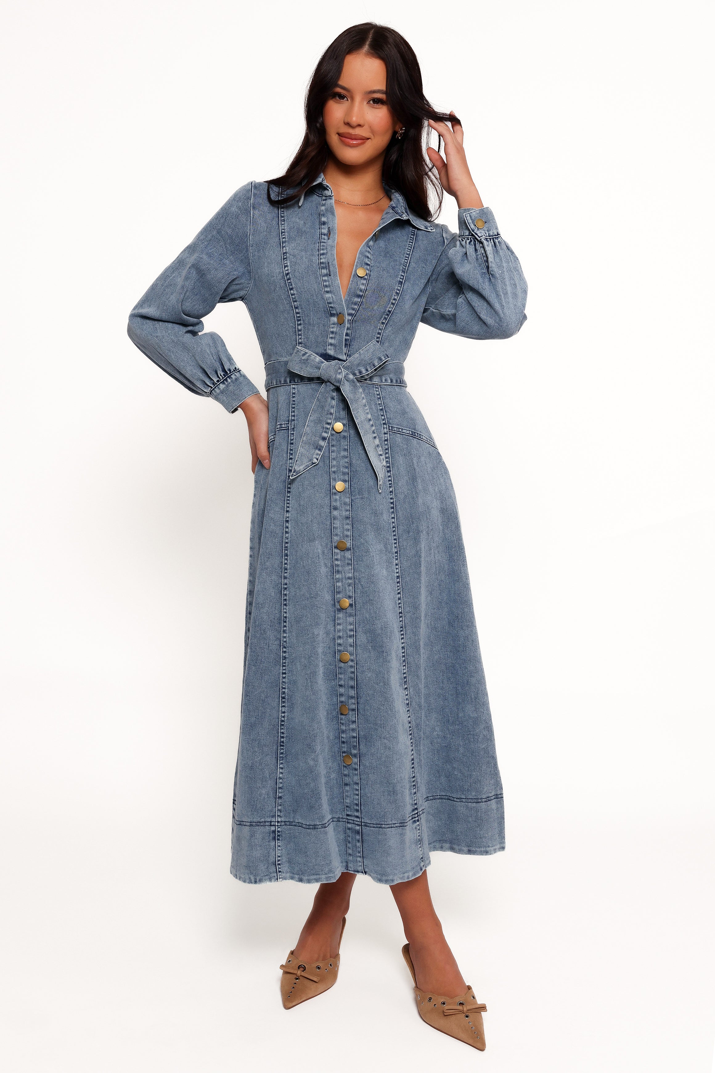 DRESSES Emberly Long Sleeve Maxi Dress - Denim
