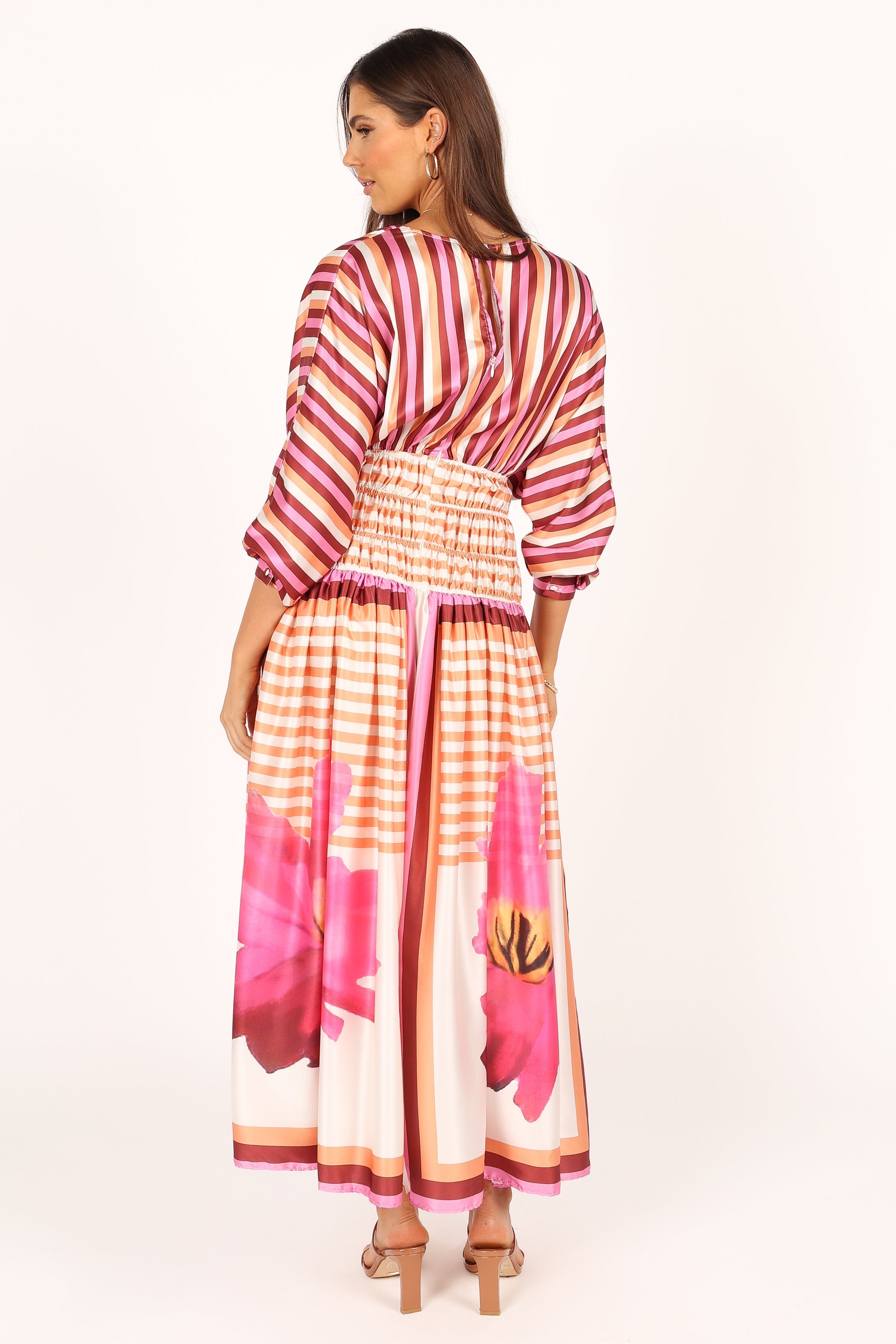 DRESSES @Emilia Long Sleeve Maxi Dress - Pink Stripe