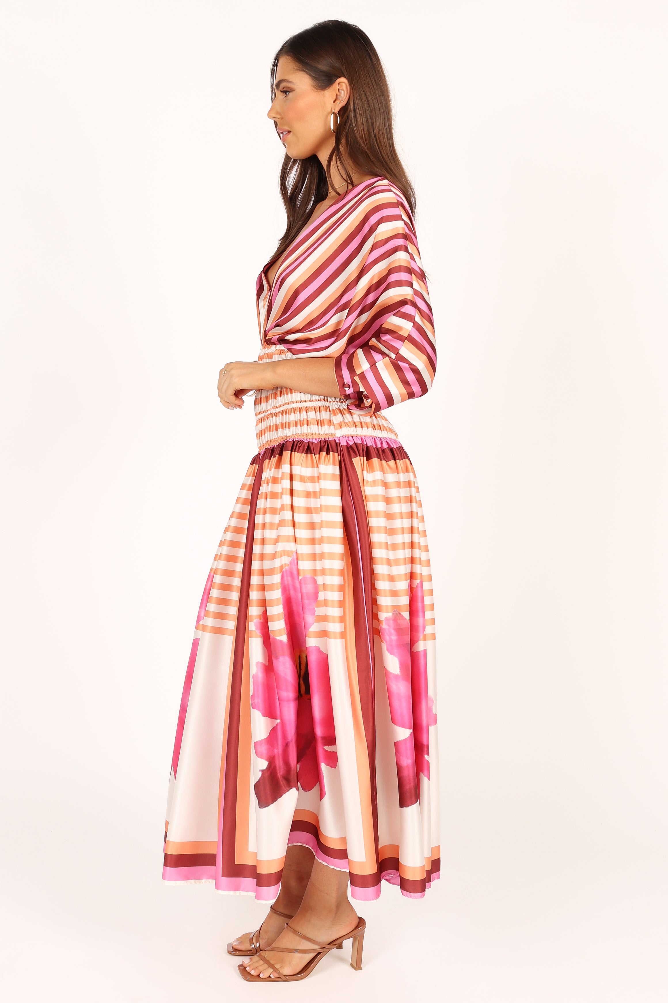DRESSES @Emilia Long Sleeve Maxi Dress - Pink Stripe