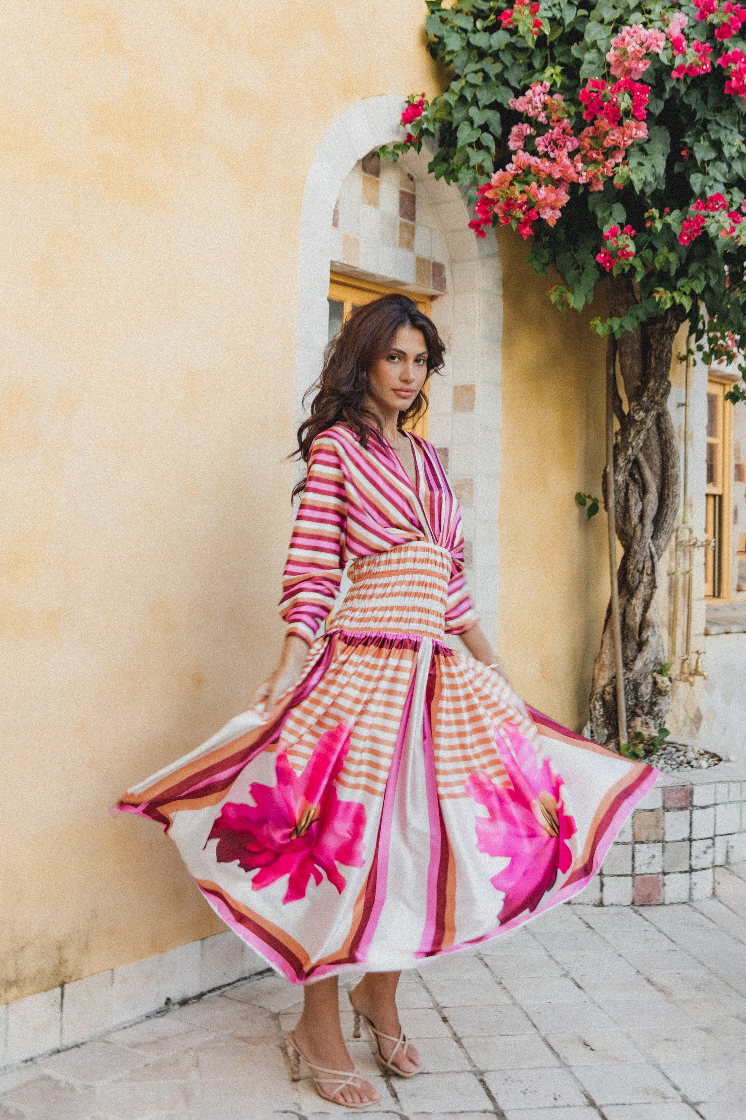 DRESSES Emilia Long Sleeve Maxi Dress - Pink Stripe