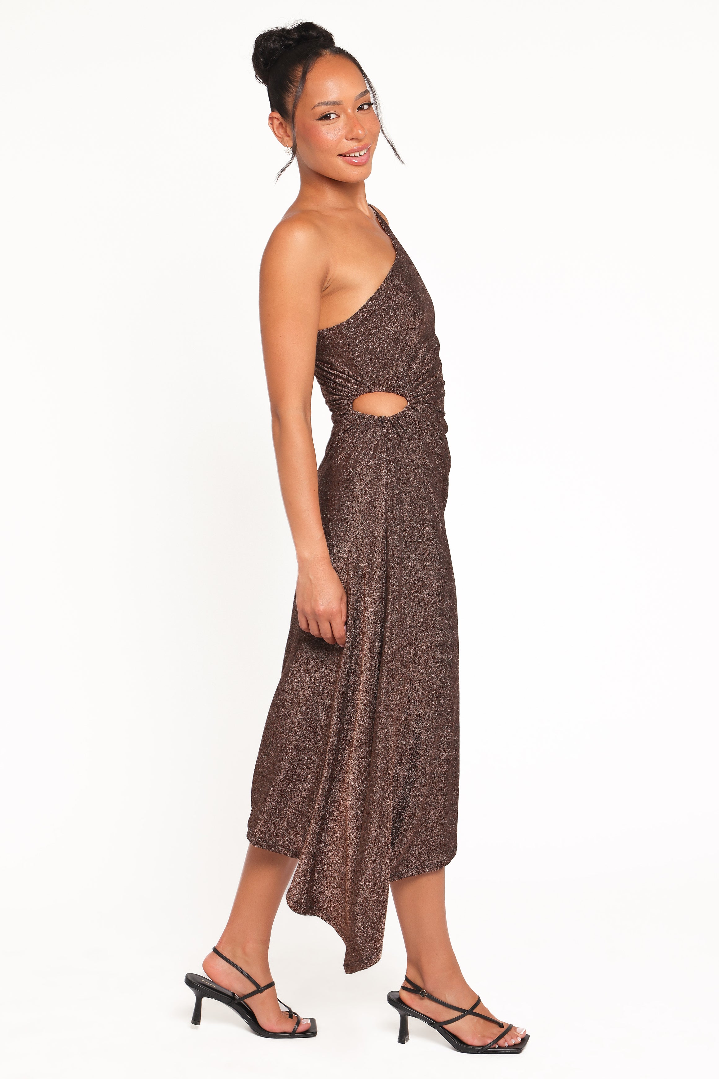 DRESSES Emma One Shoulder Midi Dress - Vintage Gold