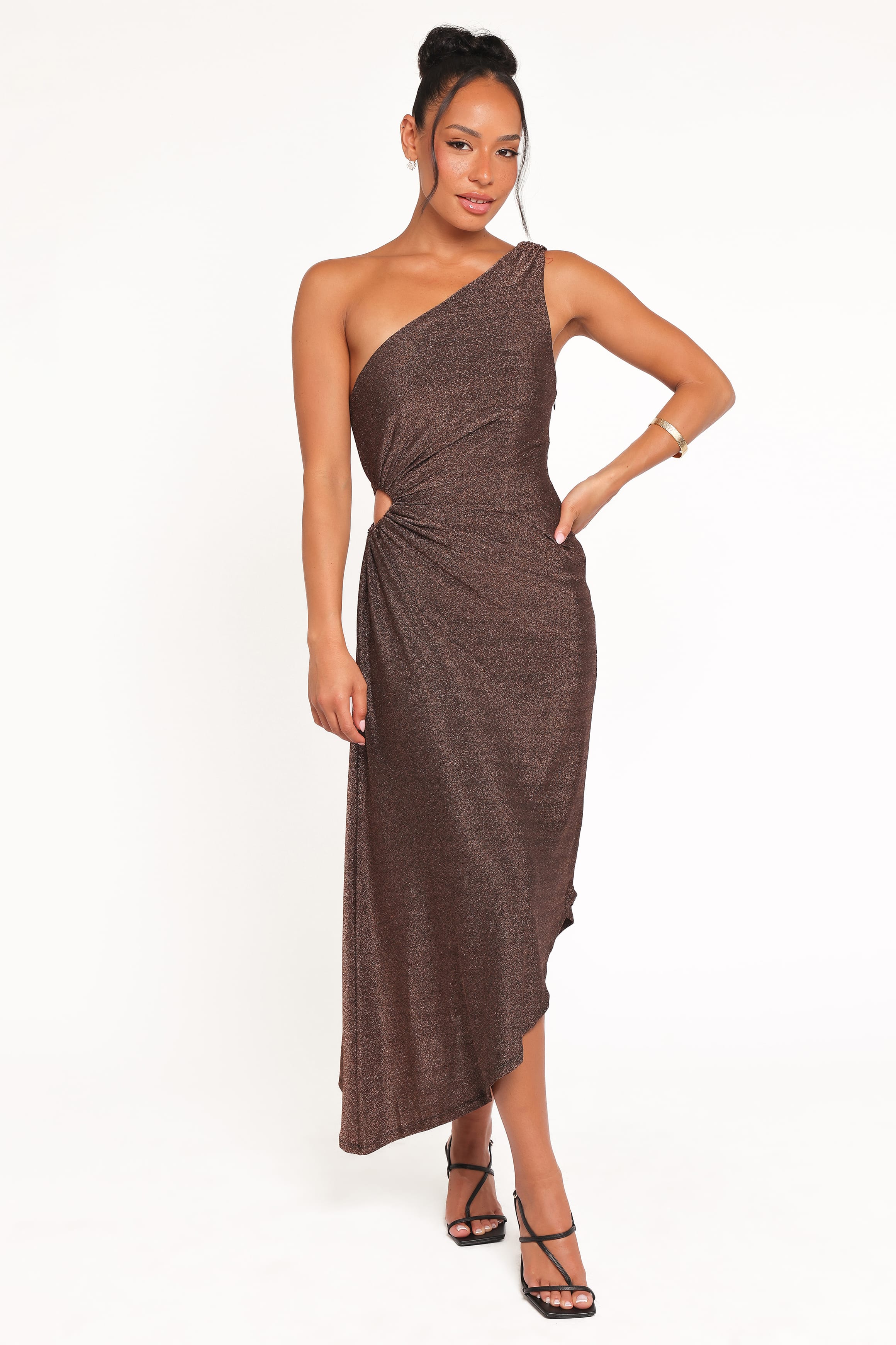 DRESSES Emma One Shoulder Midi Dress - Vintage Gold