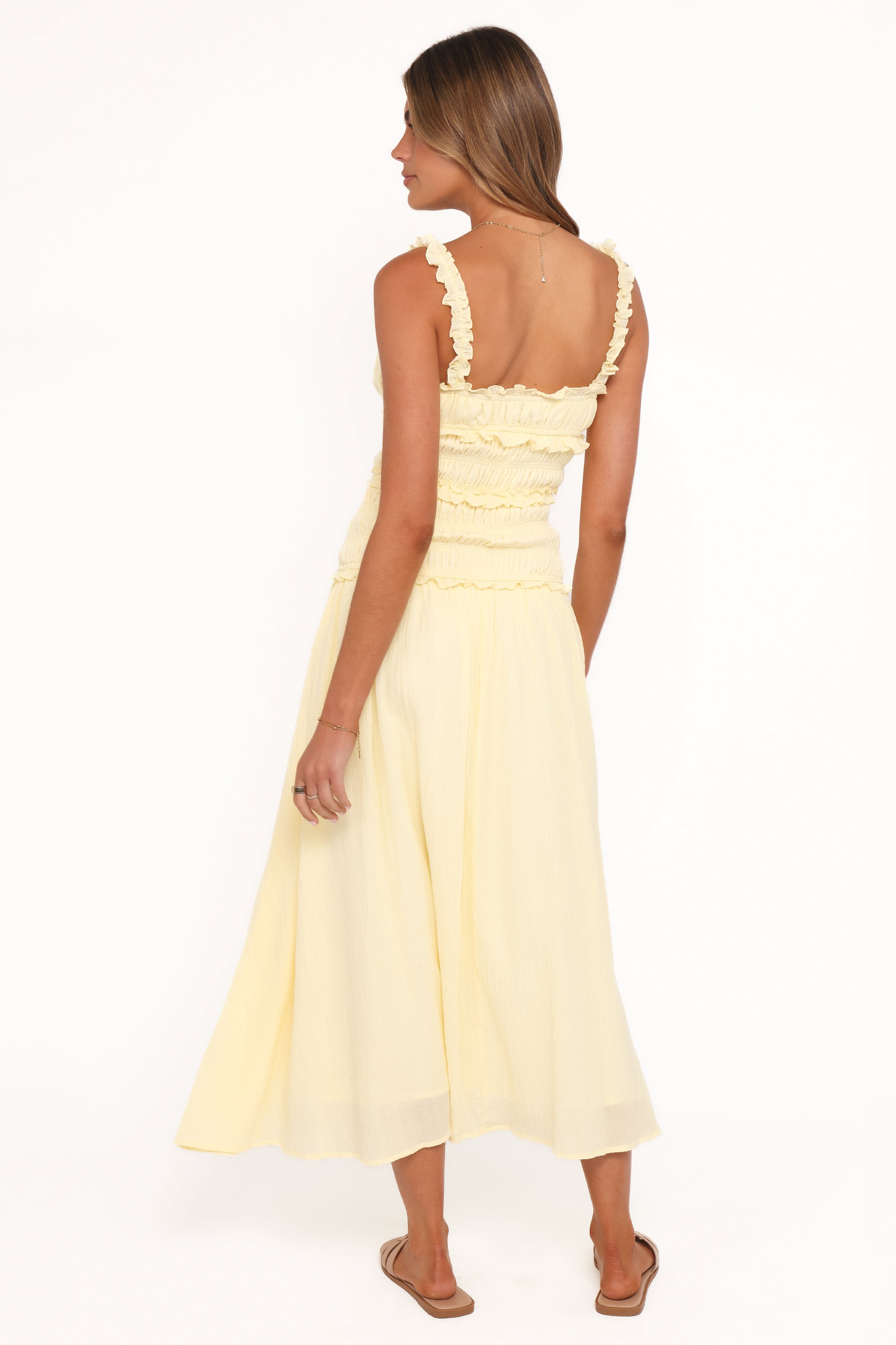 DRESSES Enola Gather Midi Dress - Yellow