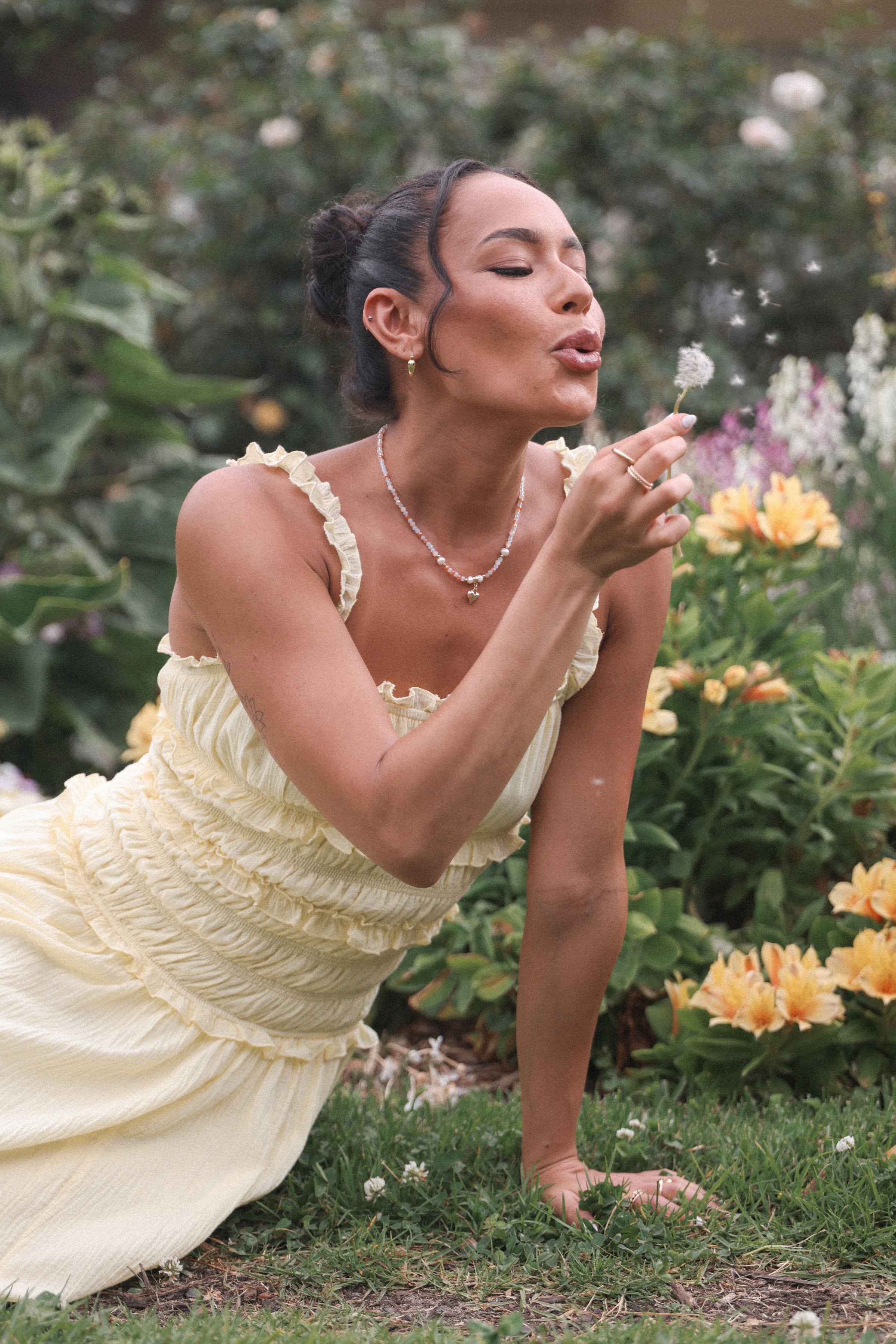 DRESSES Enola Gather Midi Dress - Yellow