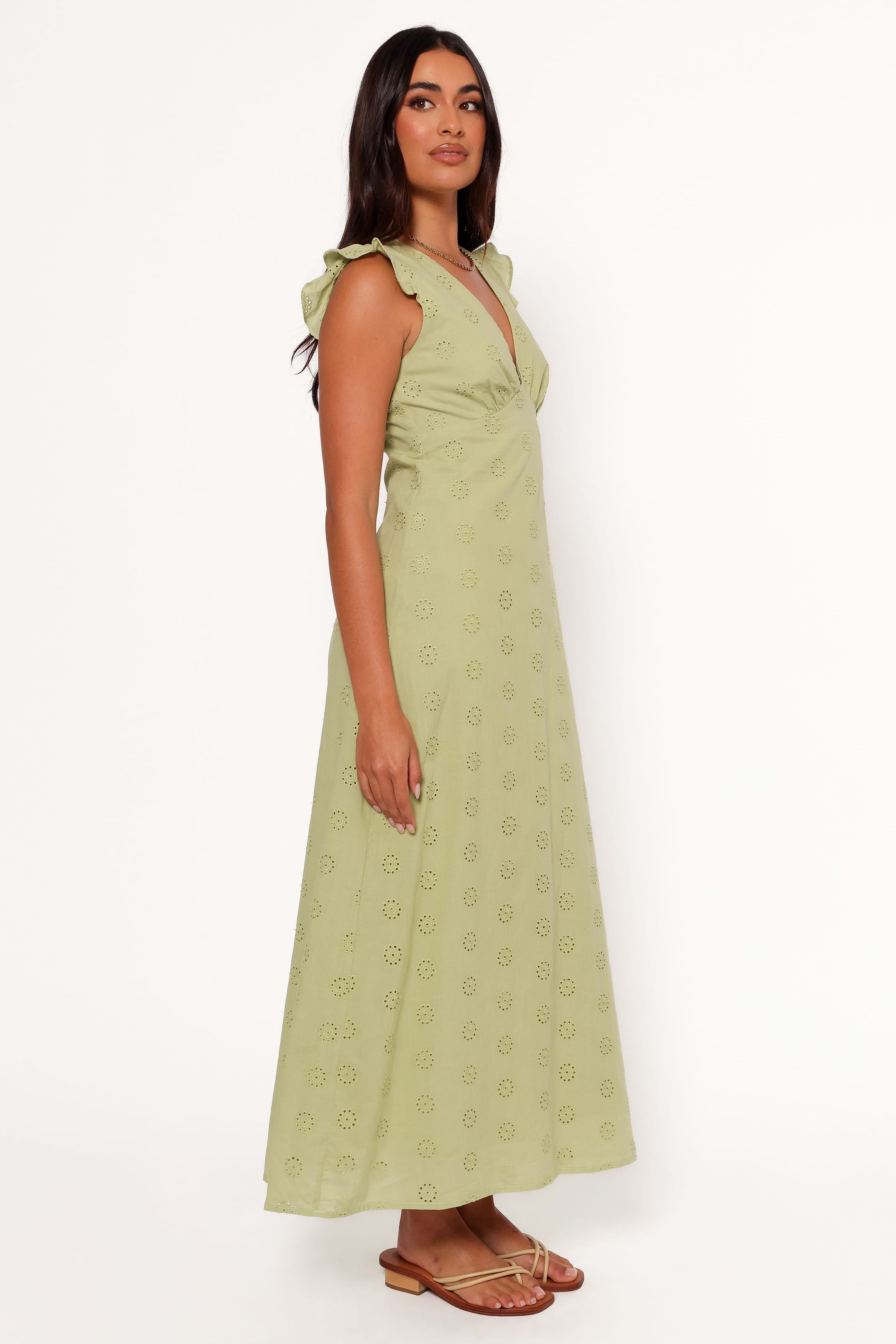 DRESSES Ensley Flutter Sleeve Maxi Dress - Olive Green