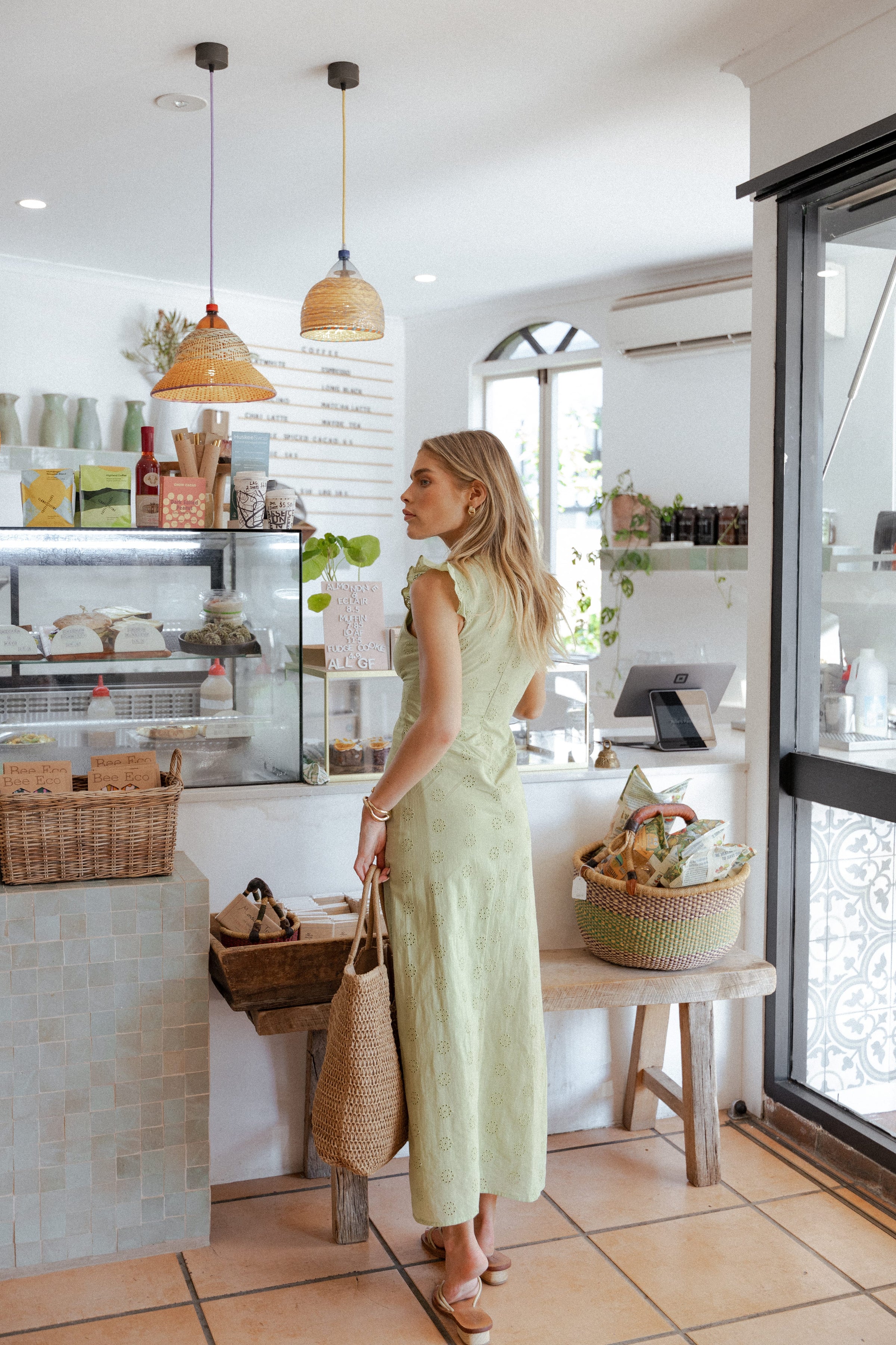 DRESSES Ensley Flutter Sleeve Maxi Dress - Olive Green