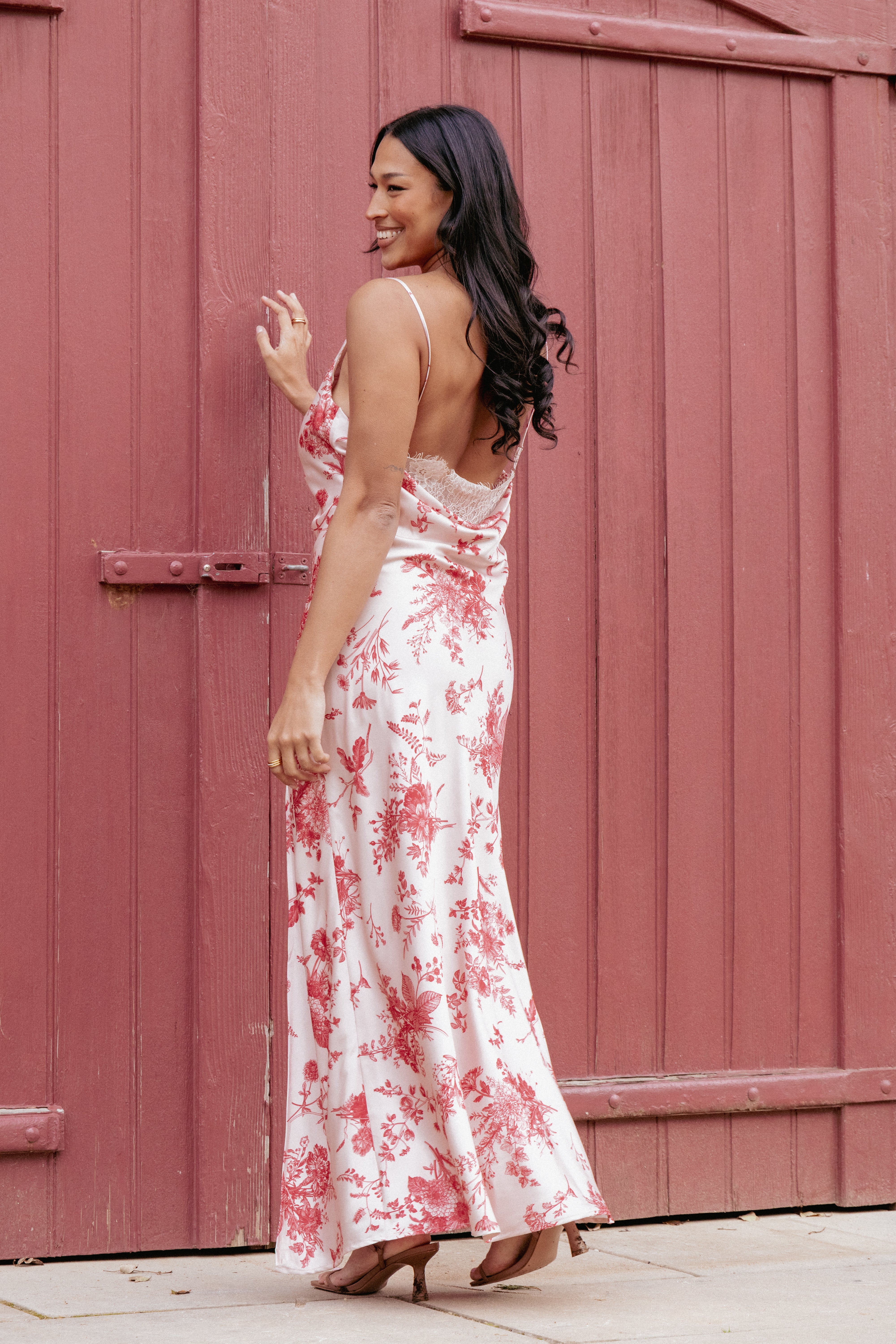 DRESSES Evana Lace Maxi Dress - Red Floral