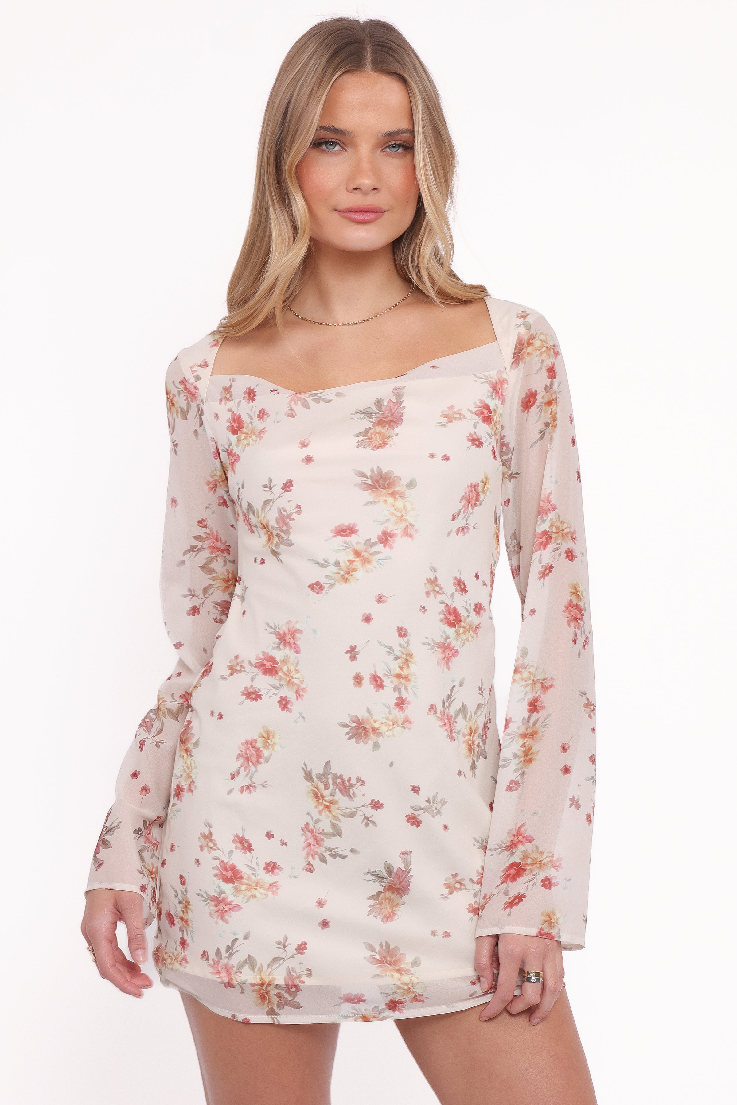 DRESSES Everlyn Long Sleeve Mini Dress - Cream Floral