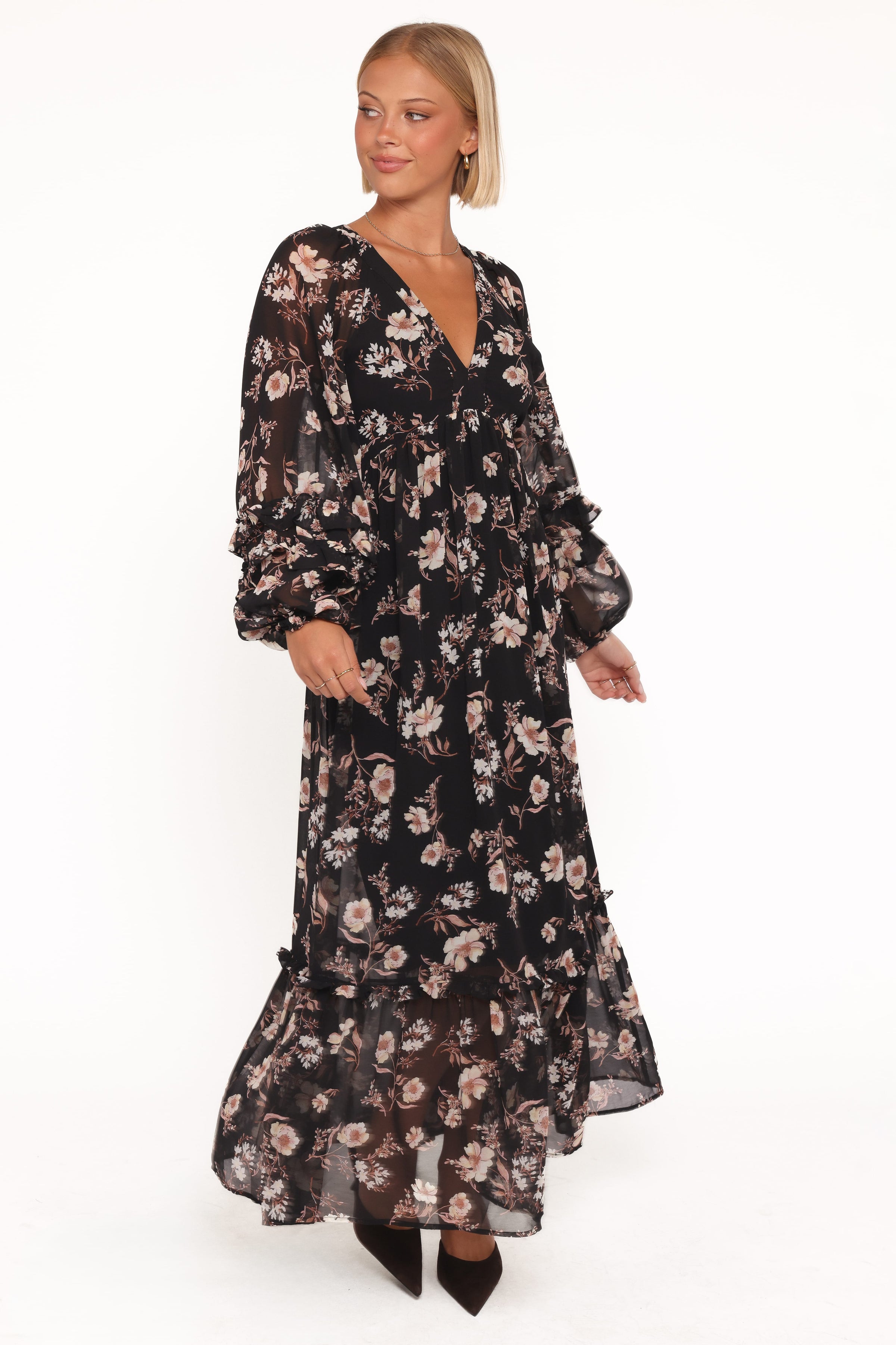 DRESSES Evian Long Sleeve Maxi Dress - Black Floral