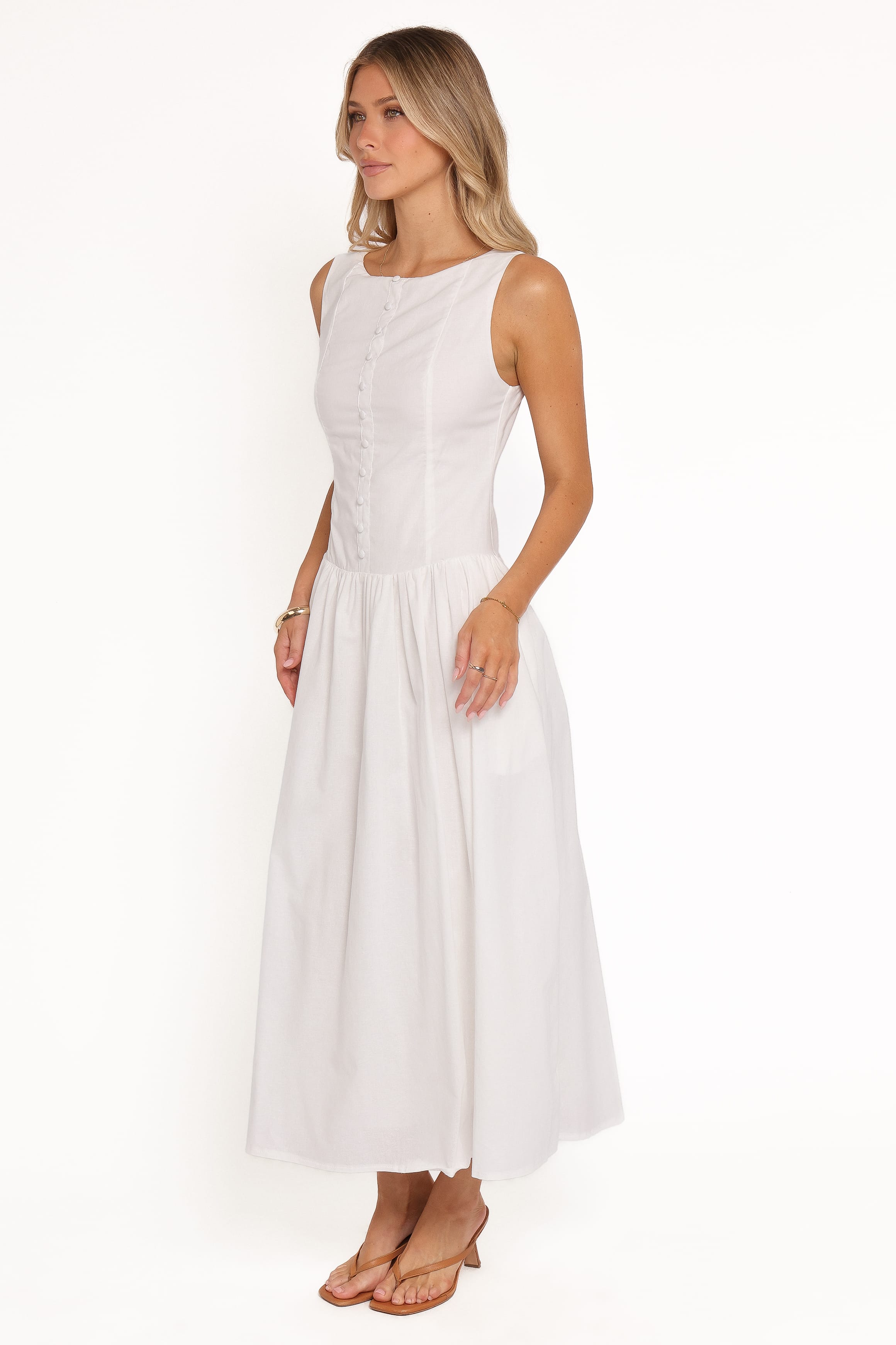 DRESSES Evie Button Front Maxi Dress - White