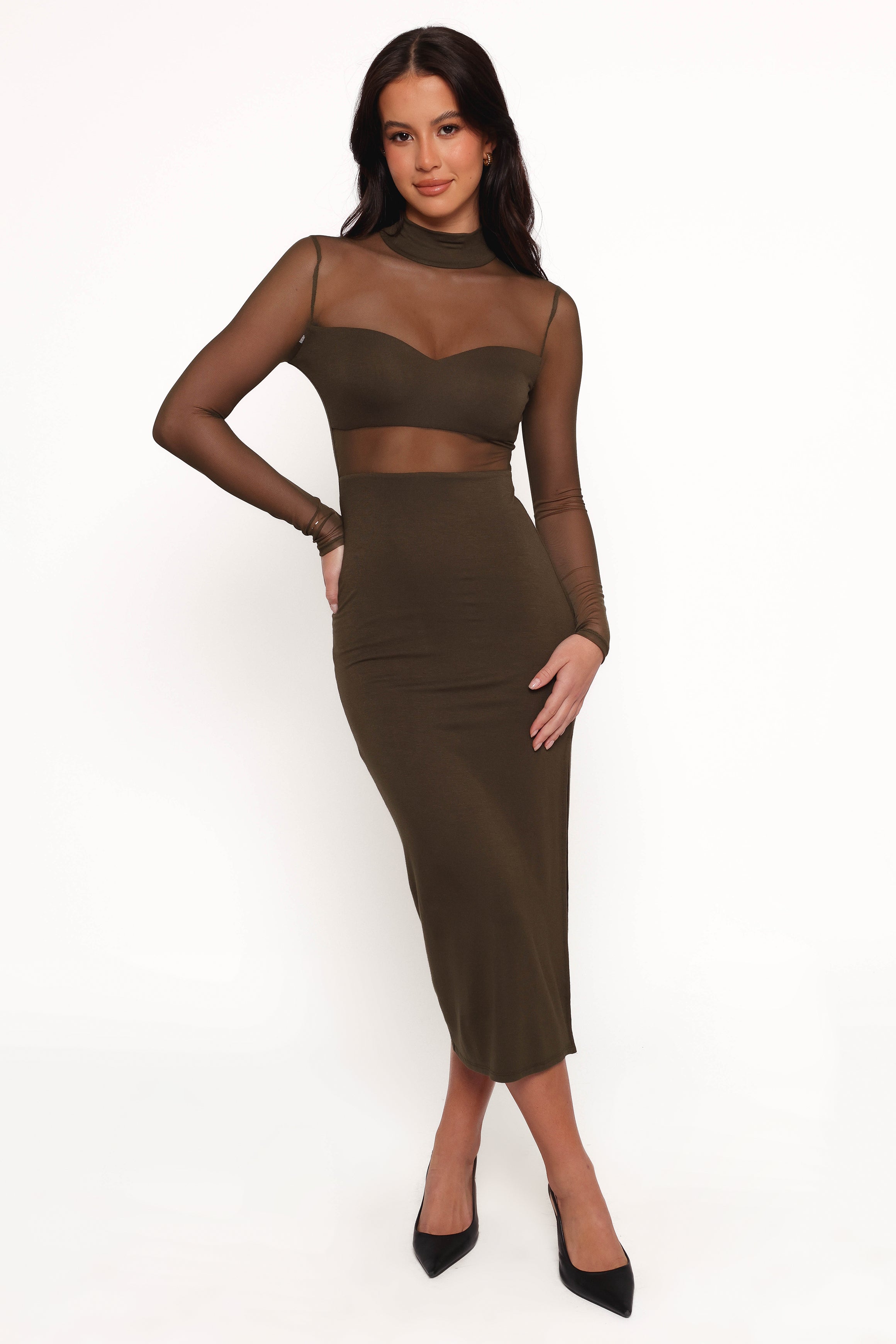 DRESSES Farrow Long Sleeve Midi Dress - Olive