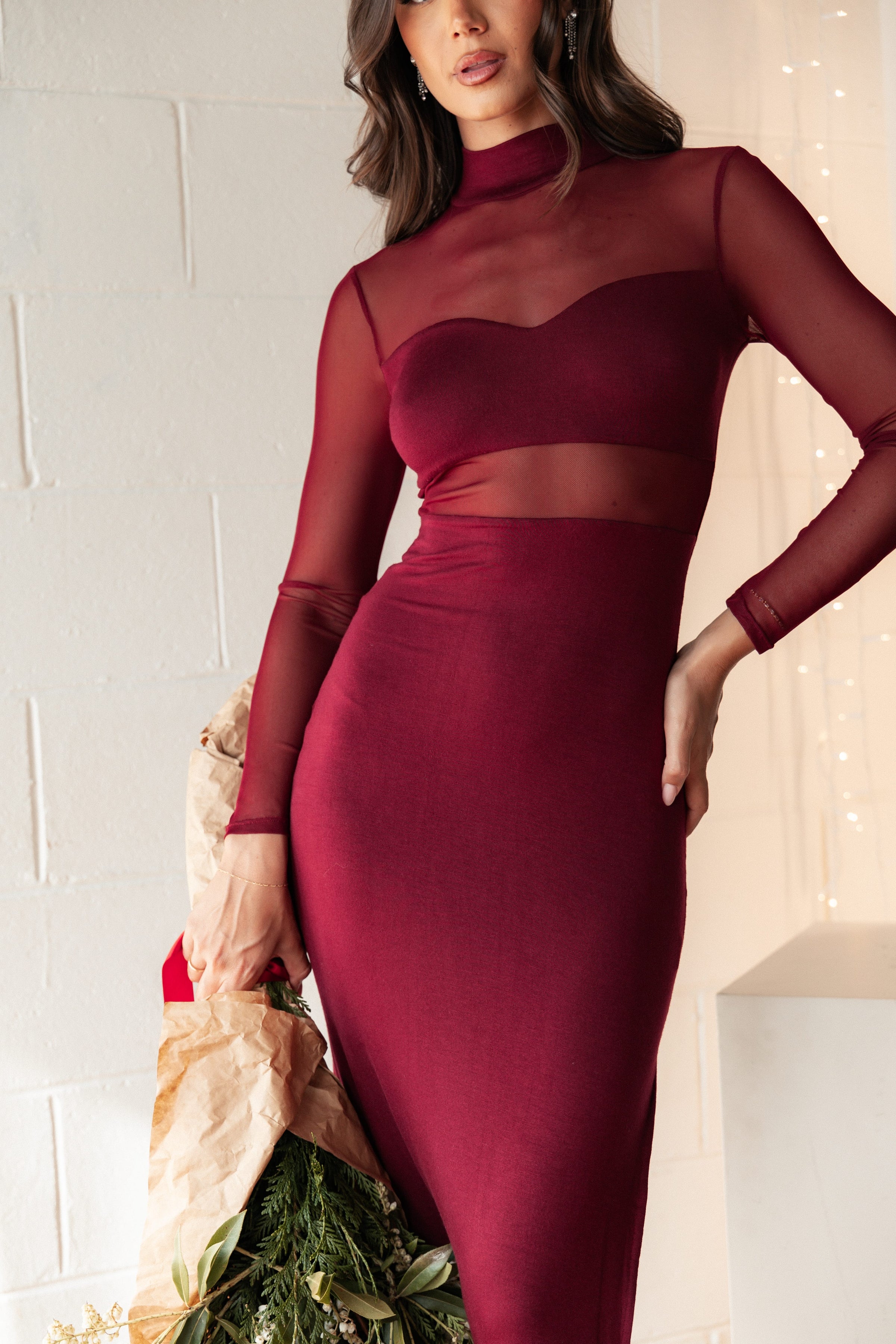 DRESSES Farrow Long Sleeve Midi Dress - Wine