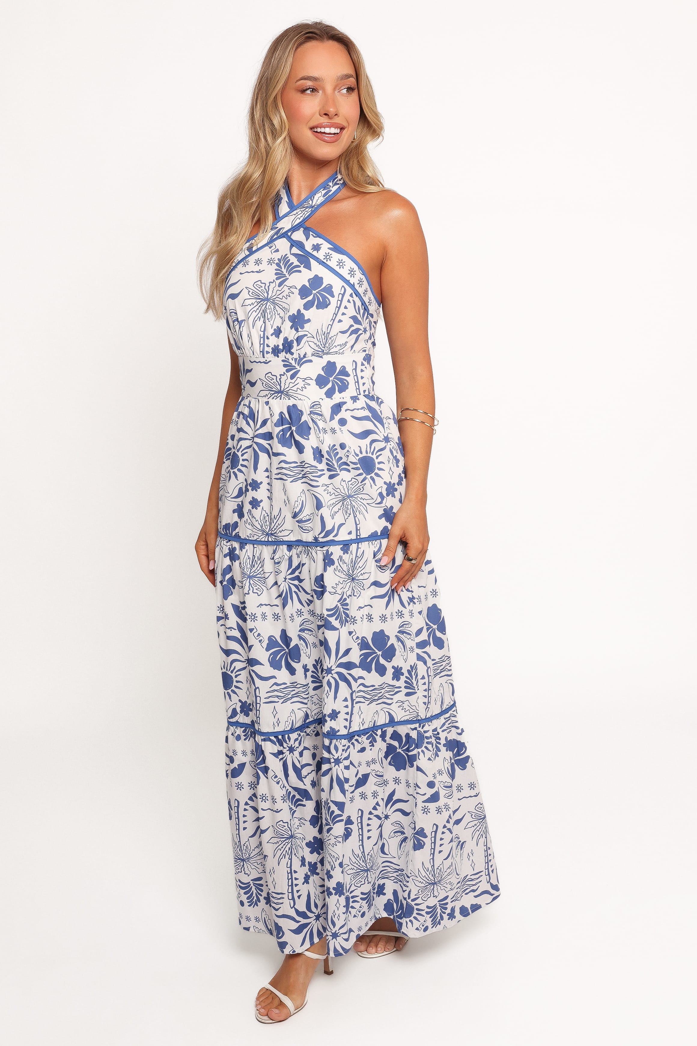 DRESSES Fernanda Halterneck Maxi Dress - Blue Tropical