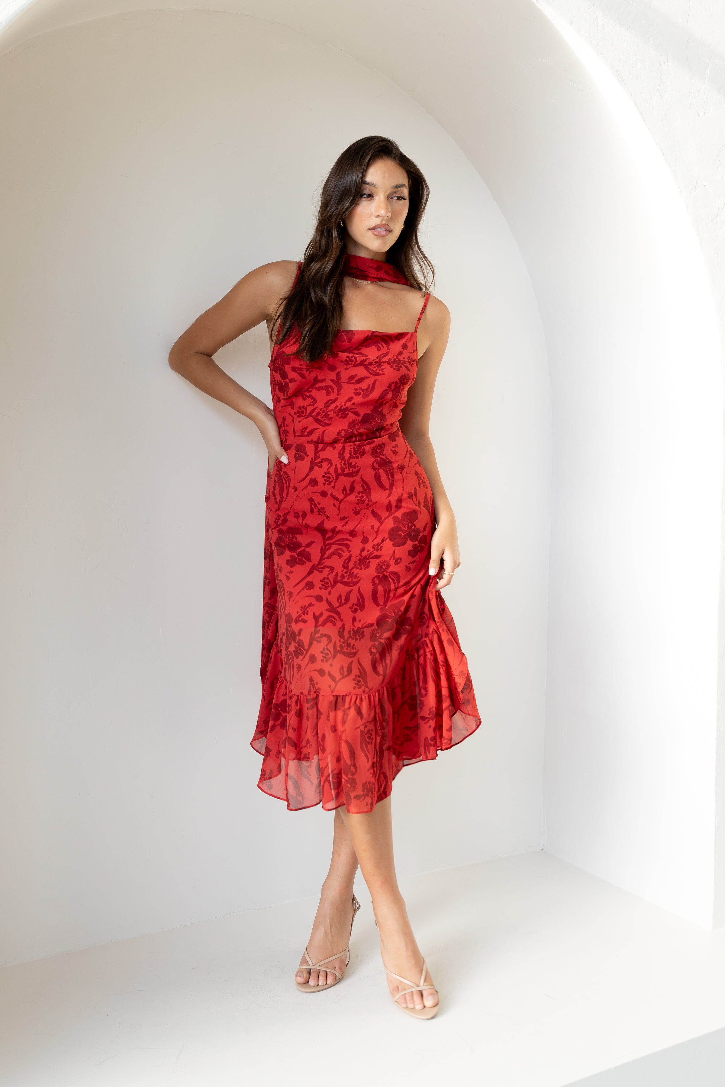 DRESSES Francesca Midi Dress - Red Floral