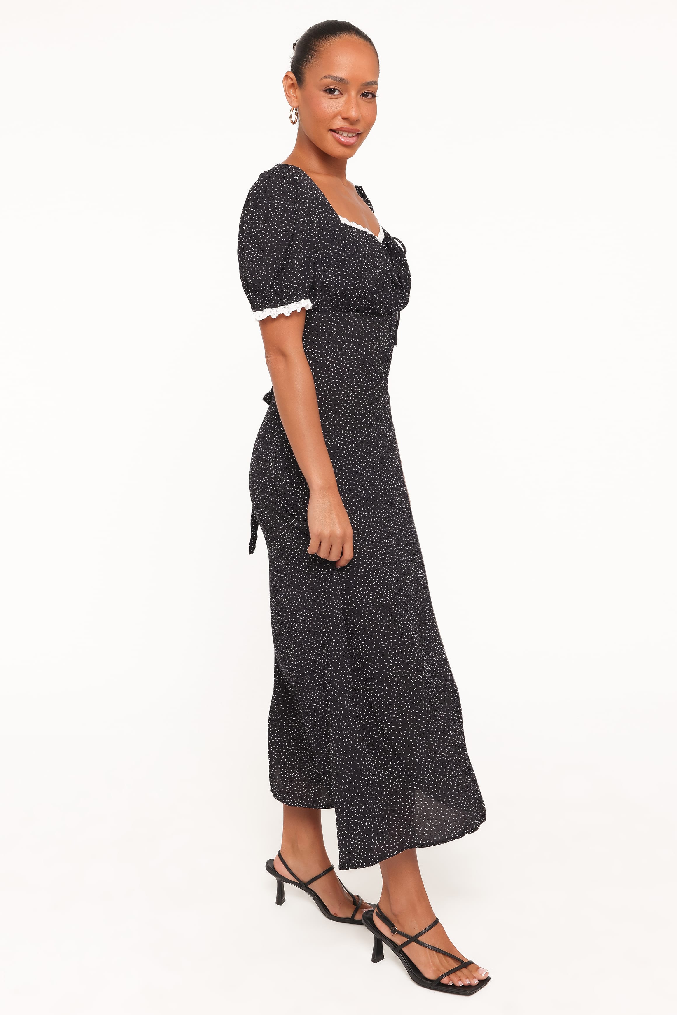 DRESSES Francine Lace Midi Dress - Black Polka Dot