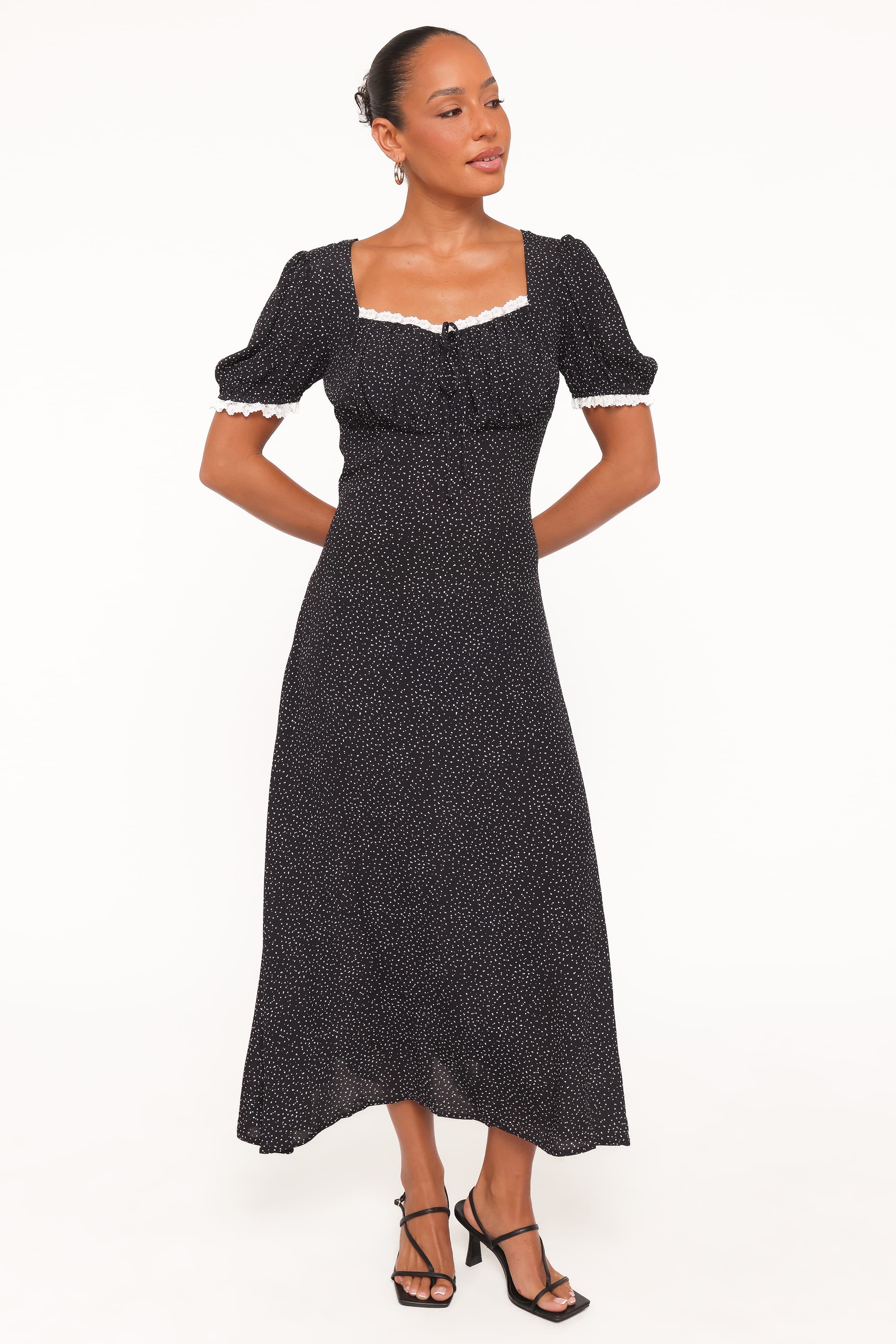 DRESSES Francine Lace Midi Dress - Black Polka Dot