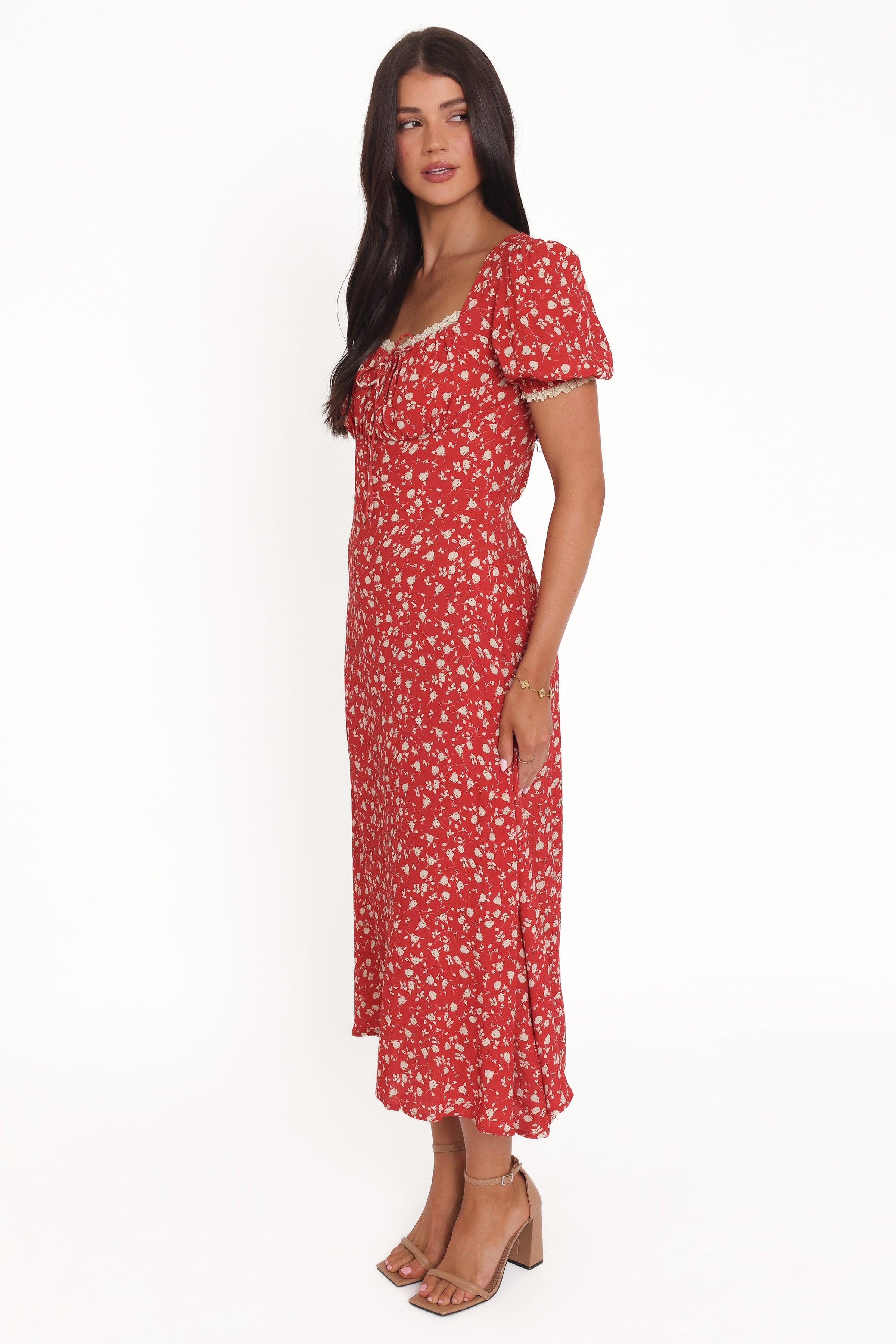 DRESSES Francine Lace Midi Dress - Red Floral