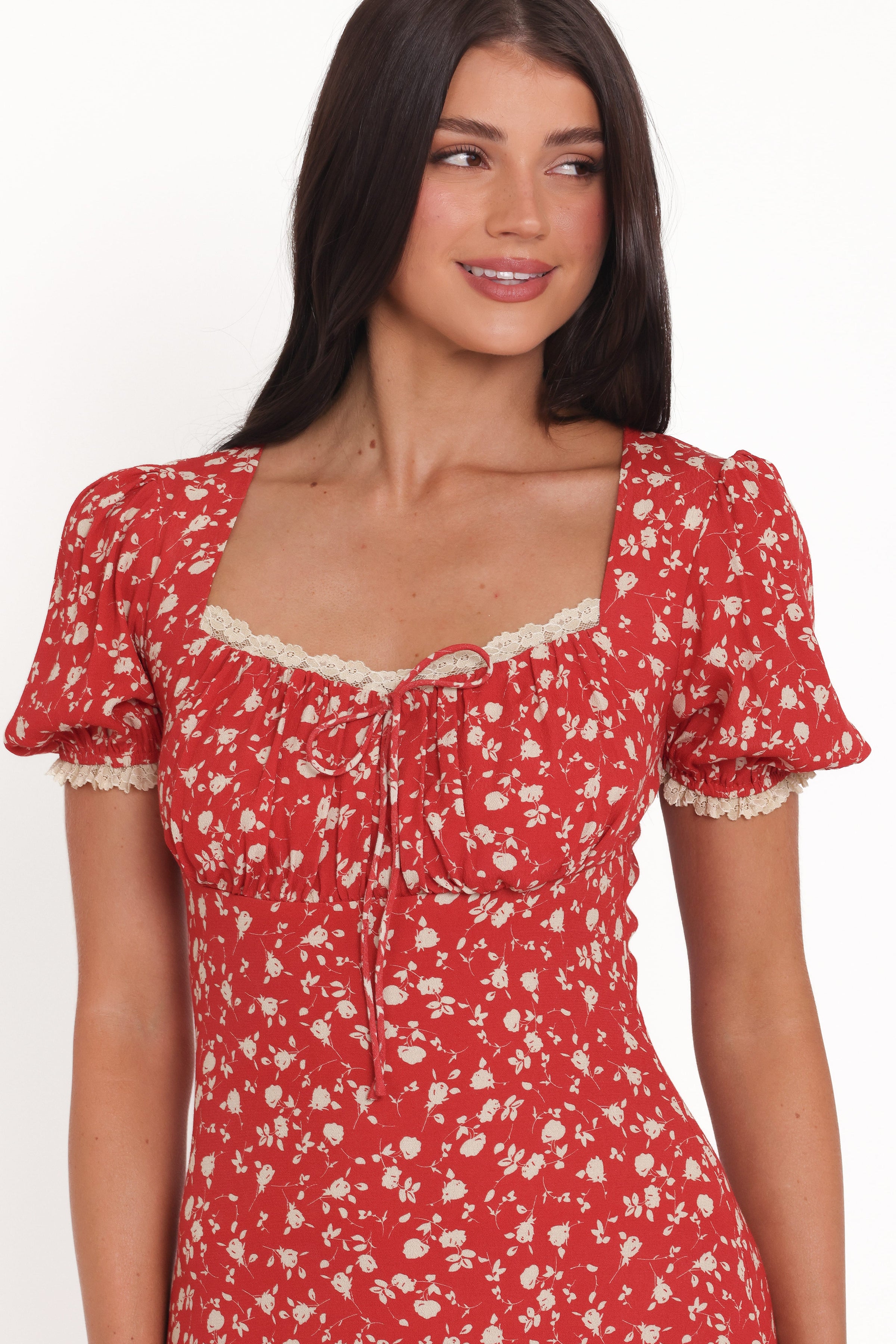 DRESSES Francine Lace Midi Dress - Red Floral