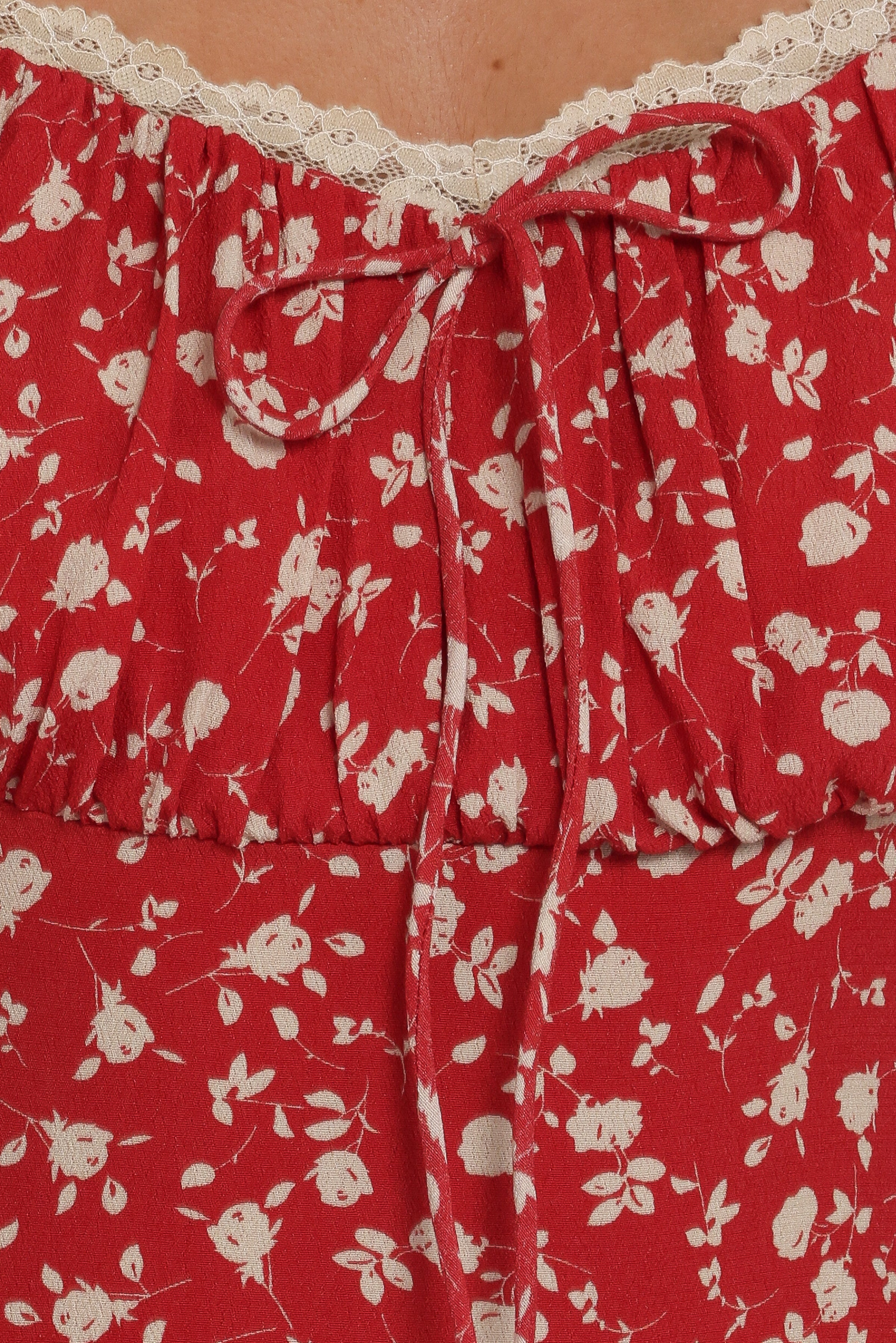 DRESSES Francine Lace Midi Dress - Red Floral