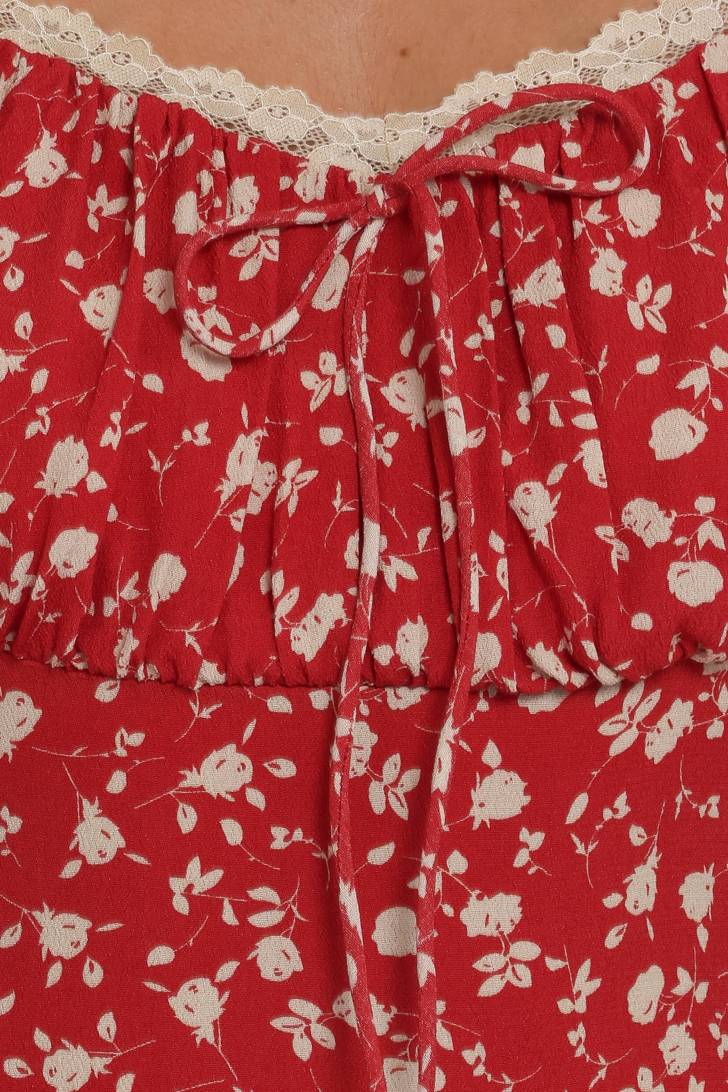 DRESSES Francine Lace Midi Dress - Red Floral