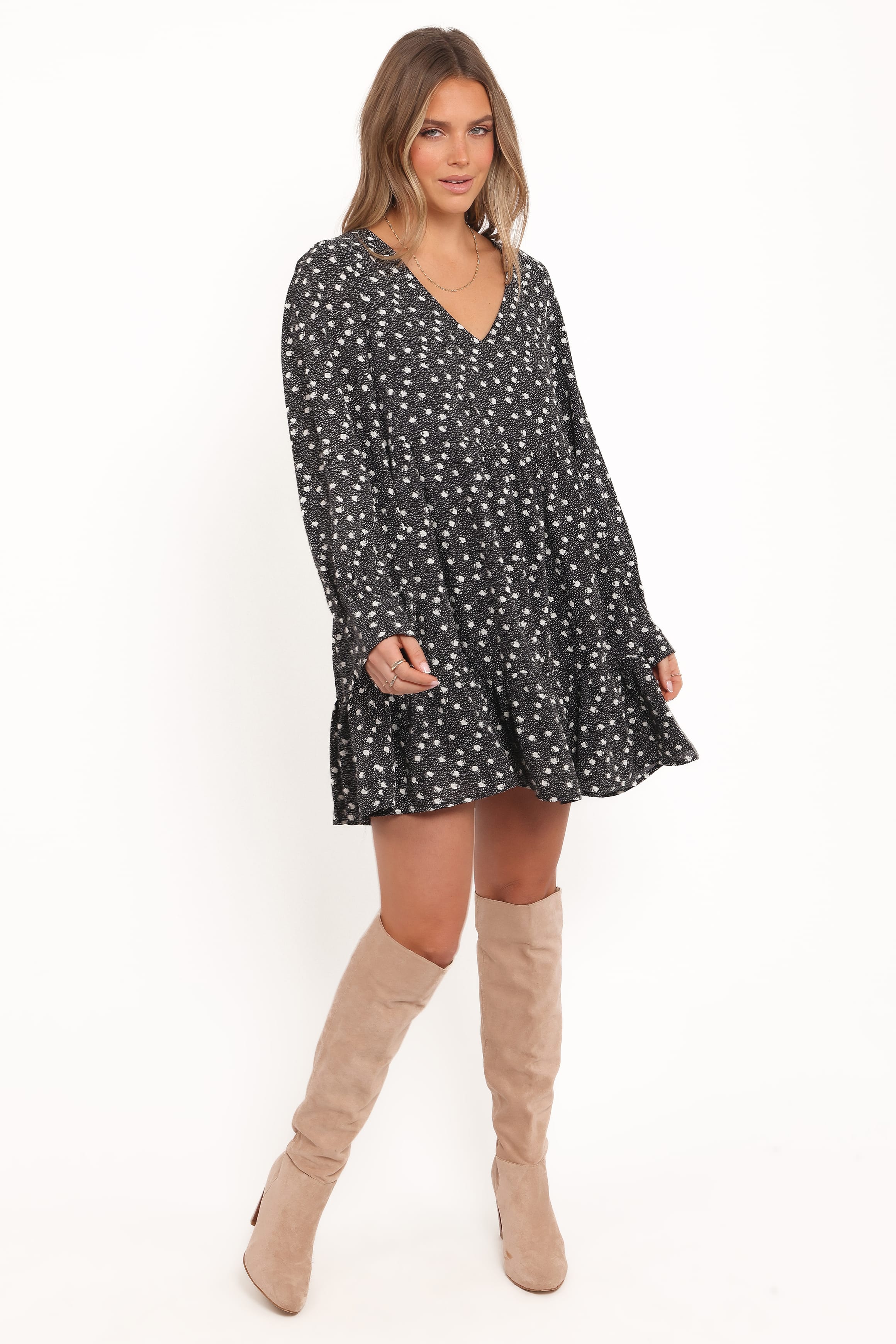 DRESSES Frankie Long Sleeve Mini Dress - Black Floral