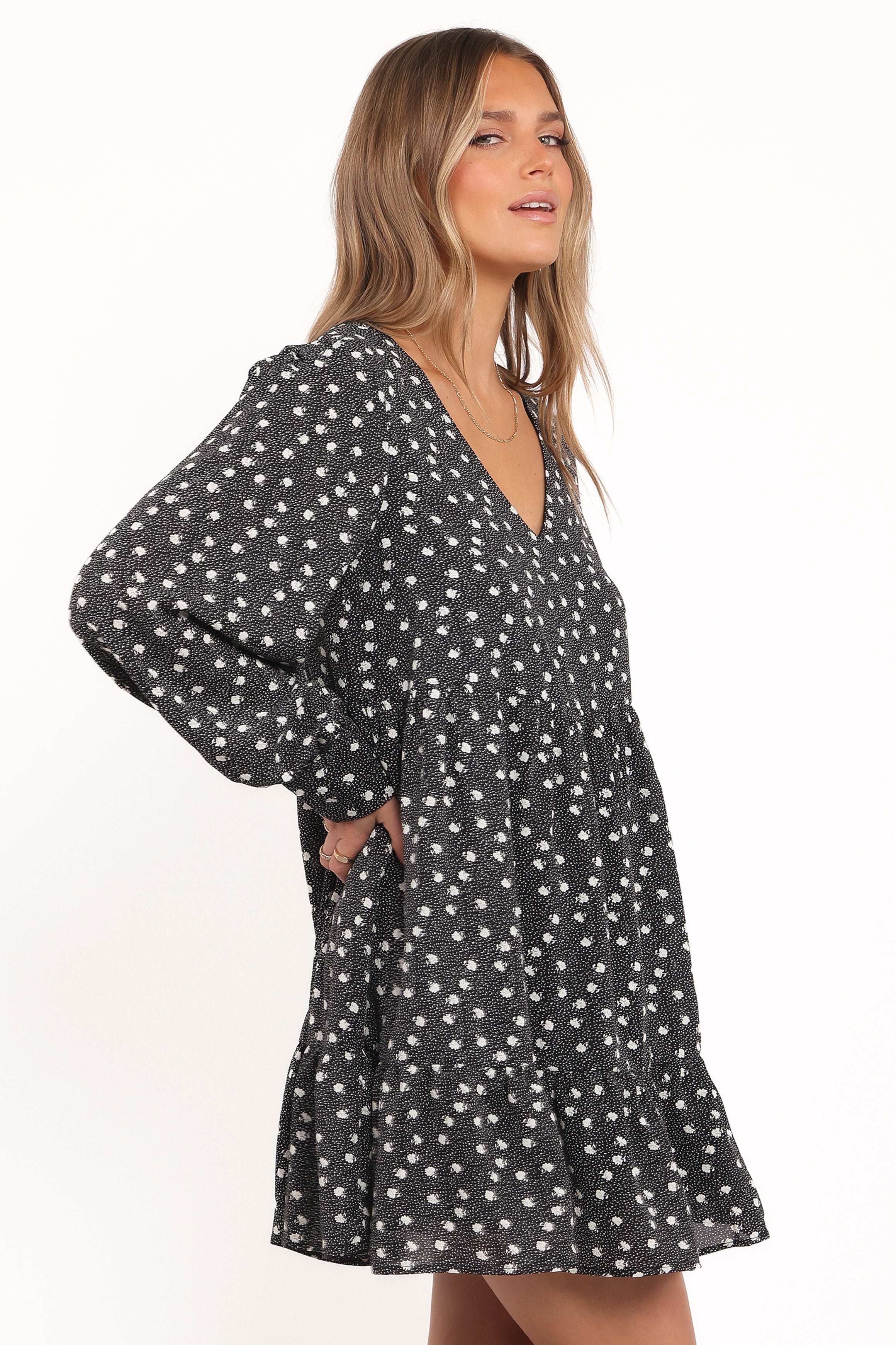 DRESSES Frankie Long Sleeve Mini Dress - Black Floral