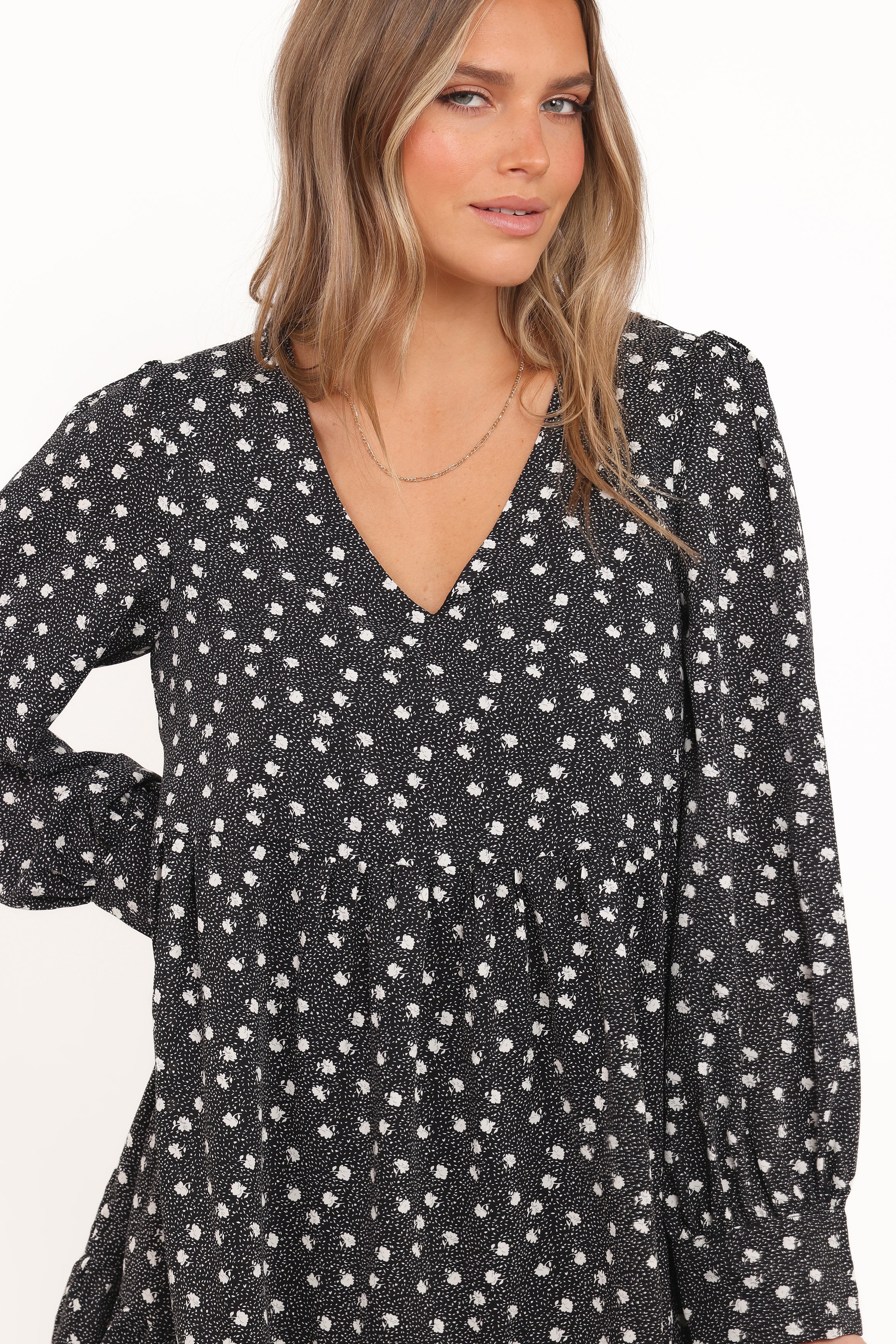 DRESSES Frankie Long Sleeve Mini Dress - Black Floral