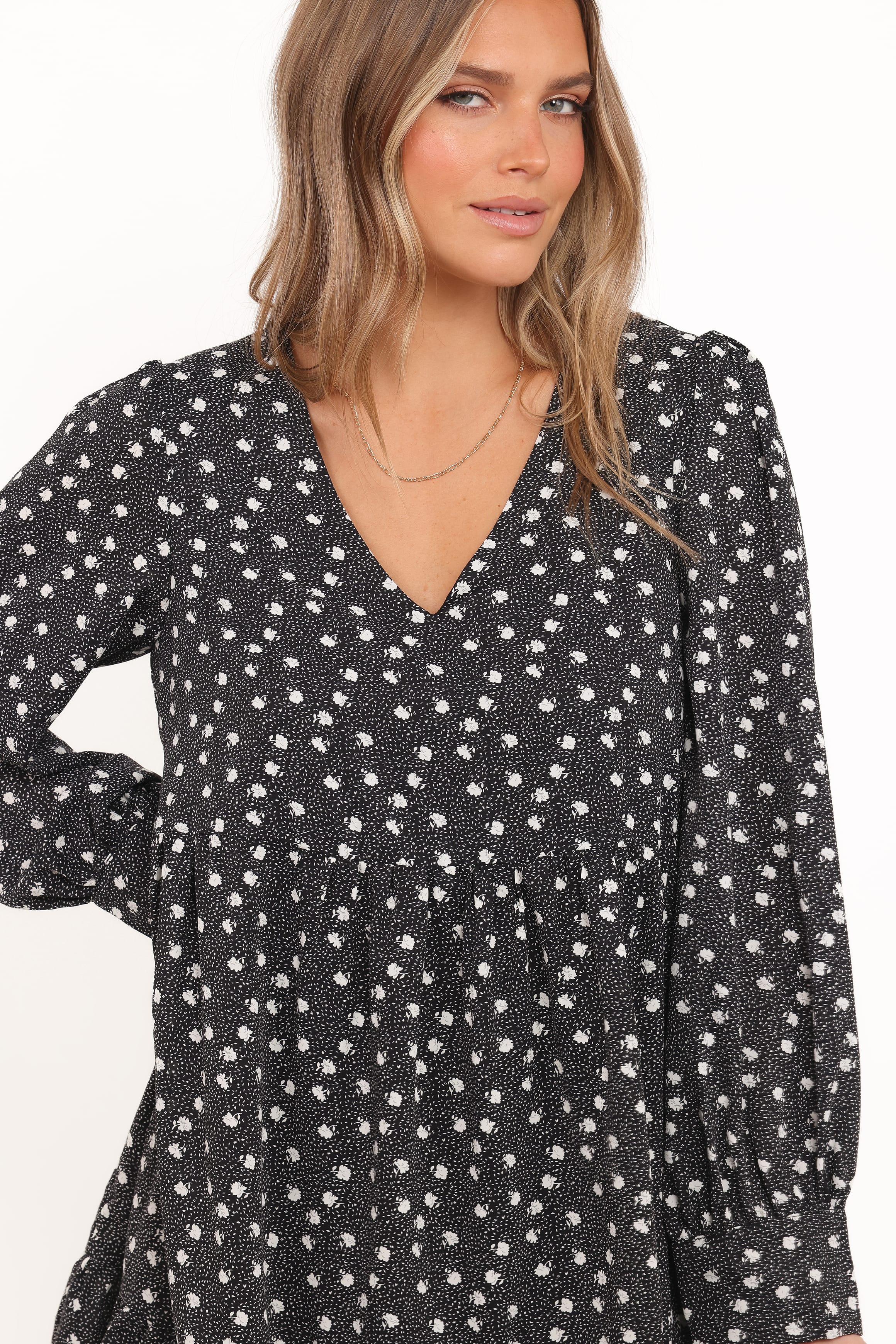 DRESSES Frankie Long Sleeve Mini Dress - Black Floral