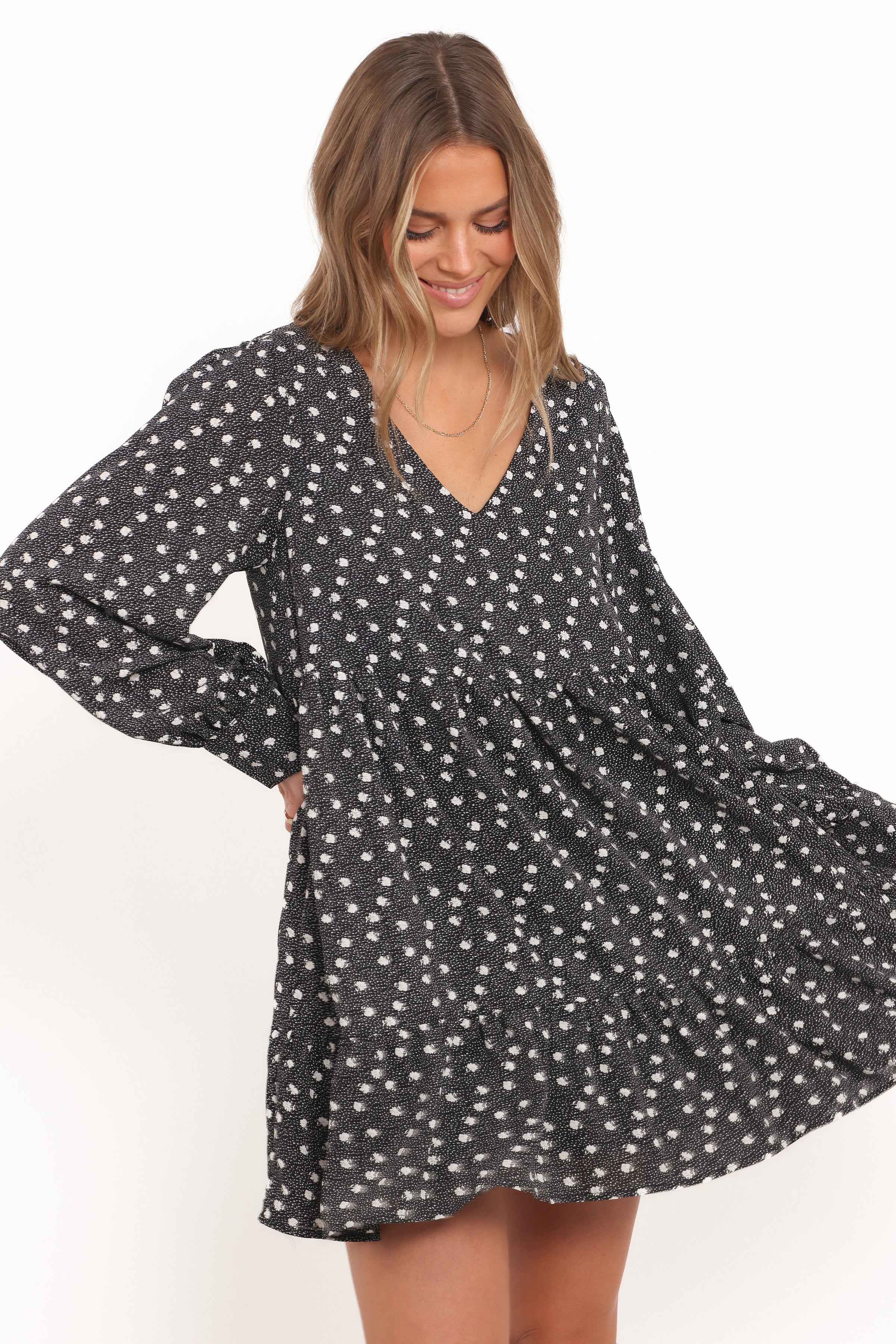 DRESSES Frankie Long Sleeve Mini Dress - Black Floral