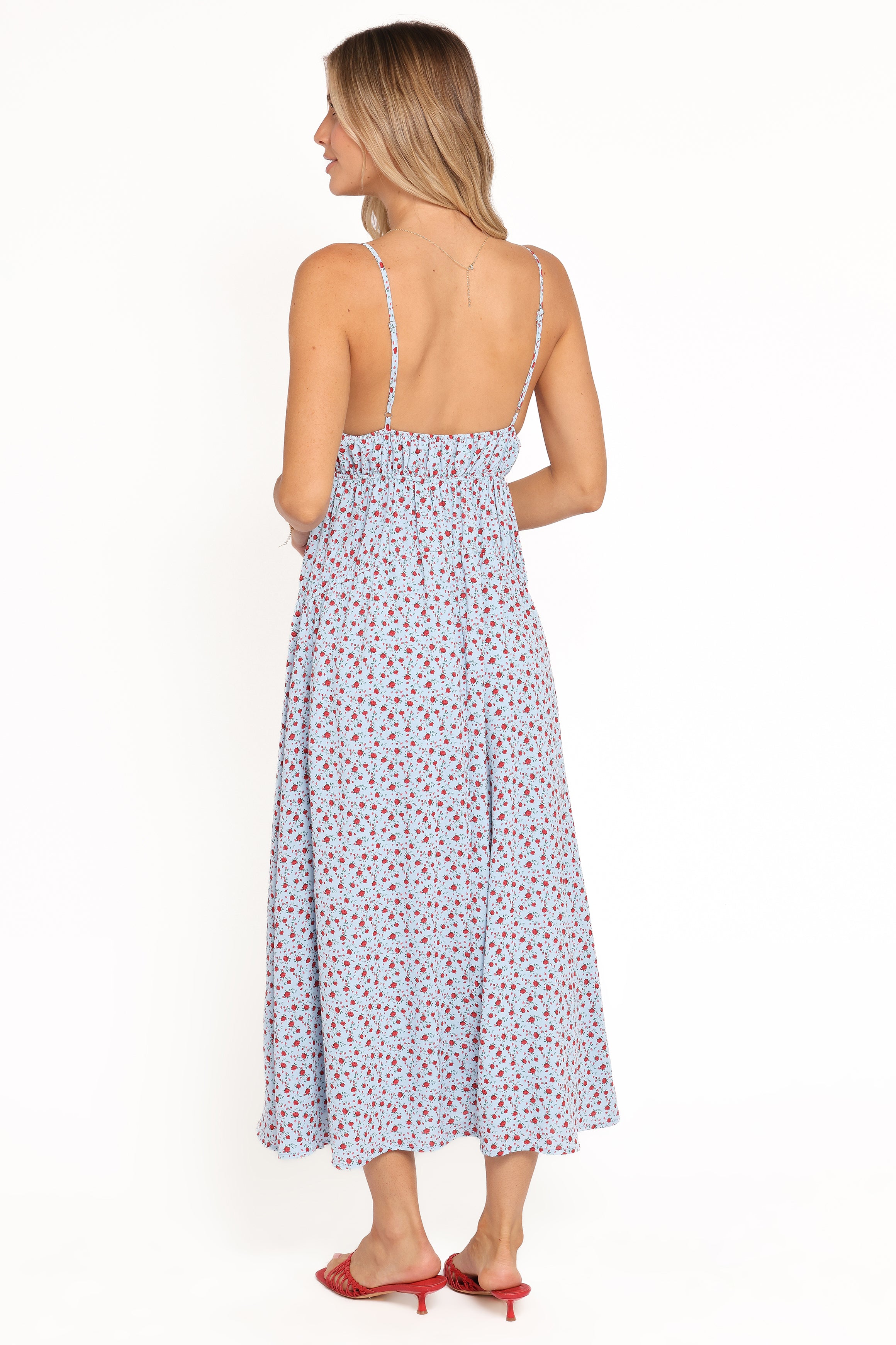DRESSES Freesia Midi Dress - Blue Red Floral